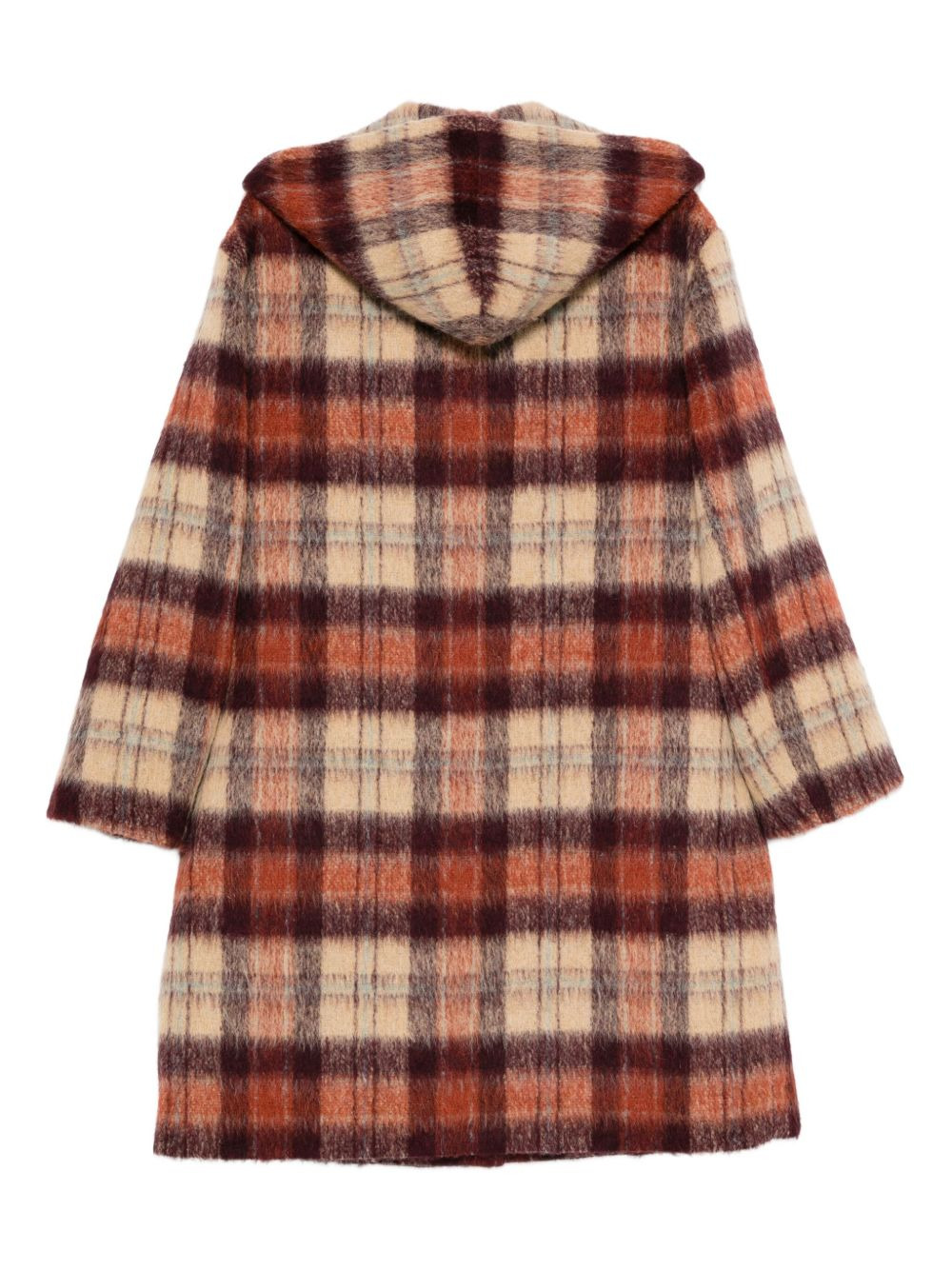 hooded checked coat - 2