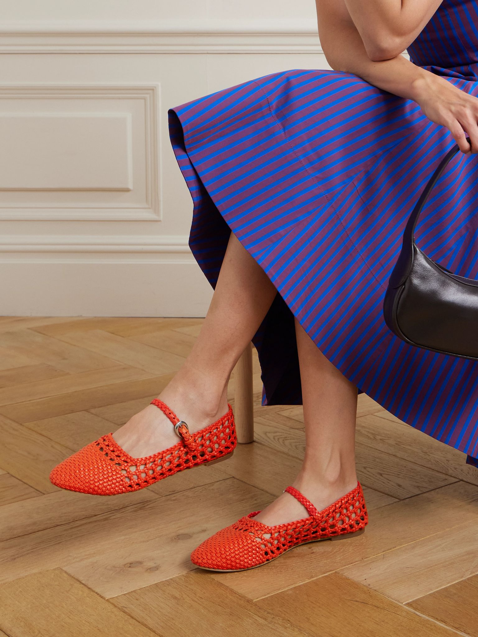 Nell woven leather Mary Jane ballet flats Red - 2
