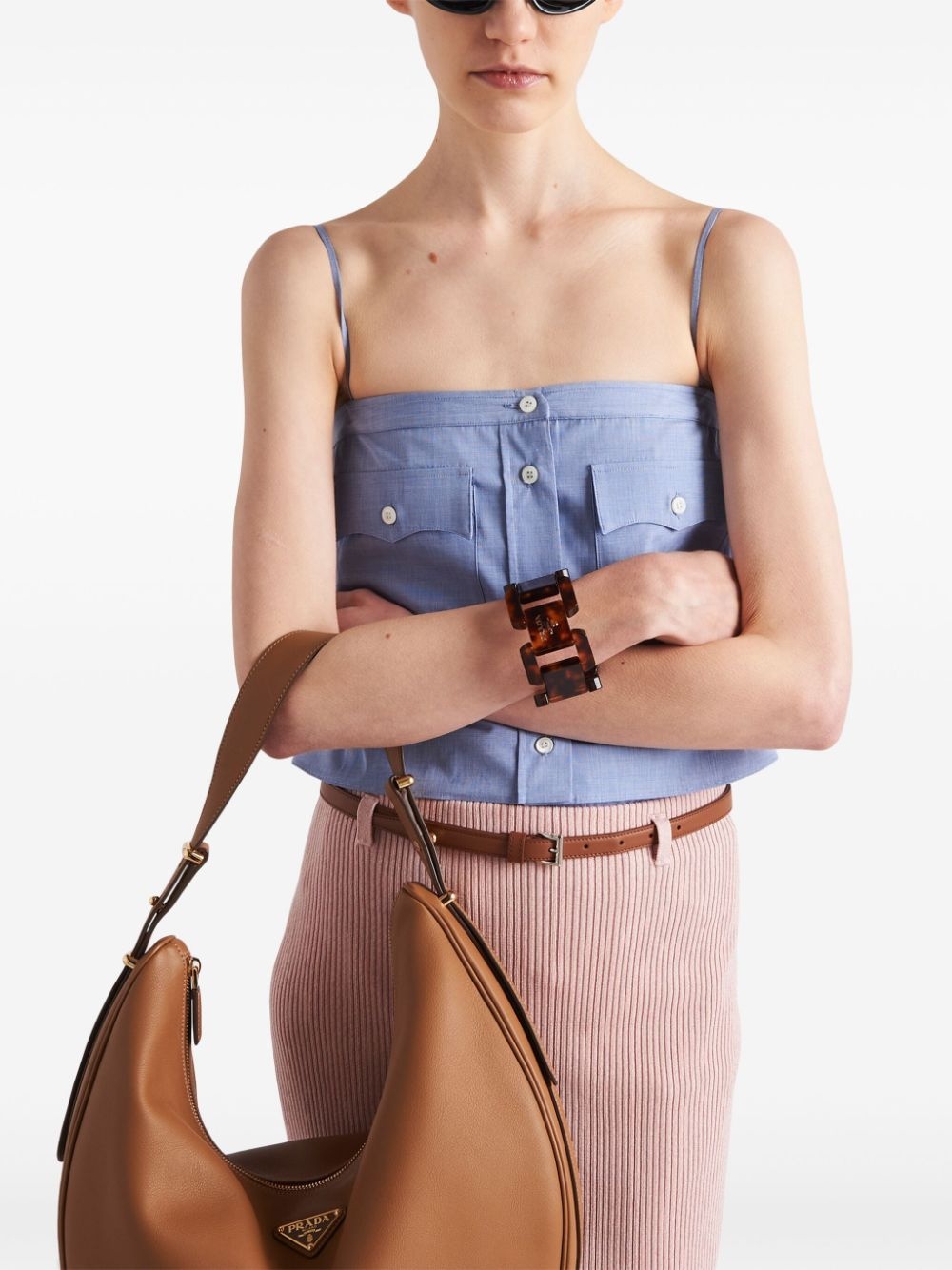 belted ribbed cotton midi skirt - 5