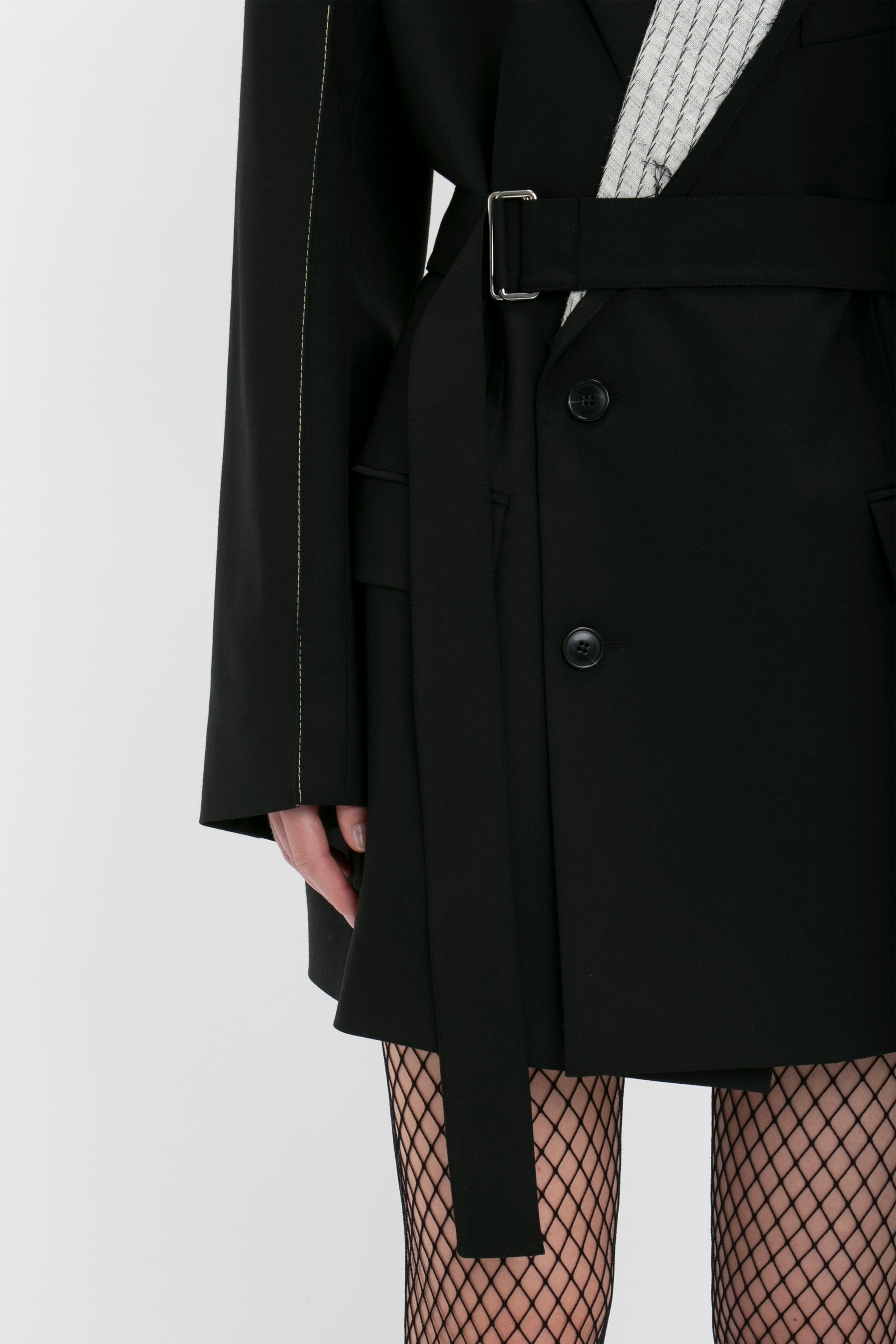 Double Breasted Tailored Dress In Black - 7