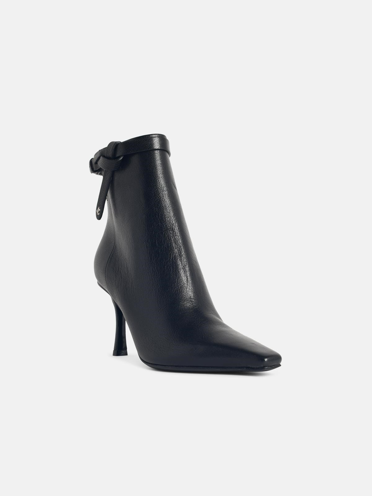 'CAMIE' BLACK LEATHER ANKLE BOOTS - 2