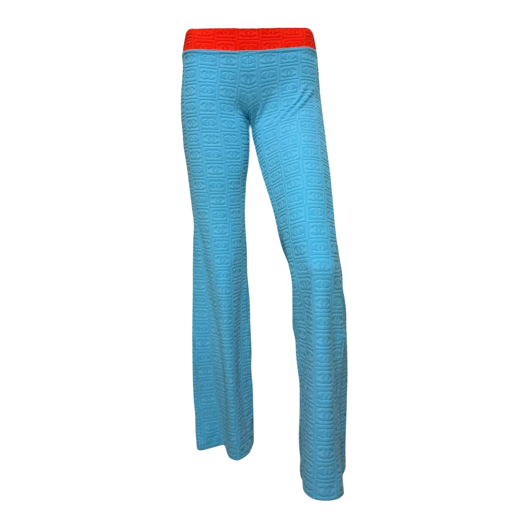 CHANEL Sport Spring Summer 2002 CC Embossed Jacquard Terry Cloth Pants - 1