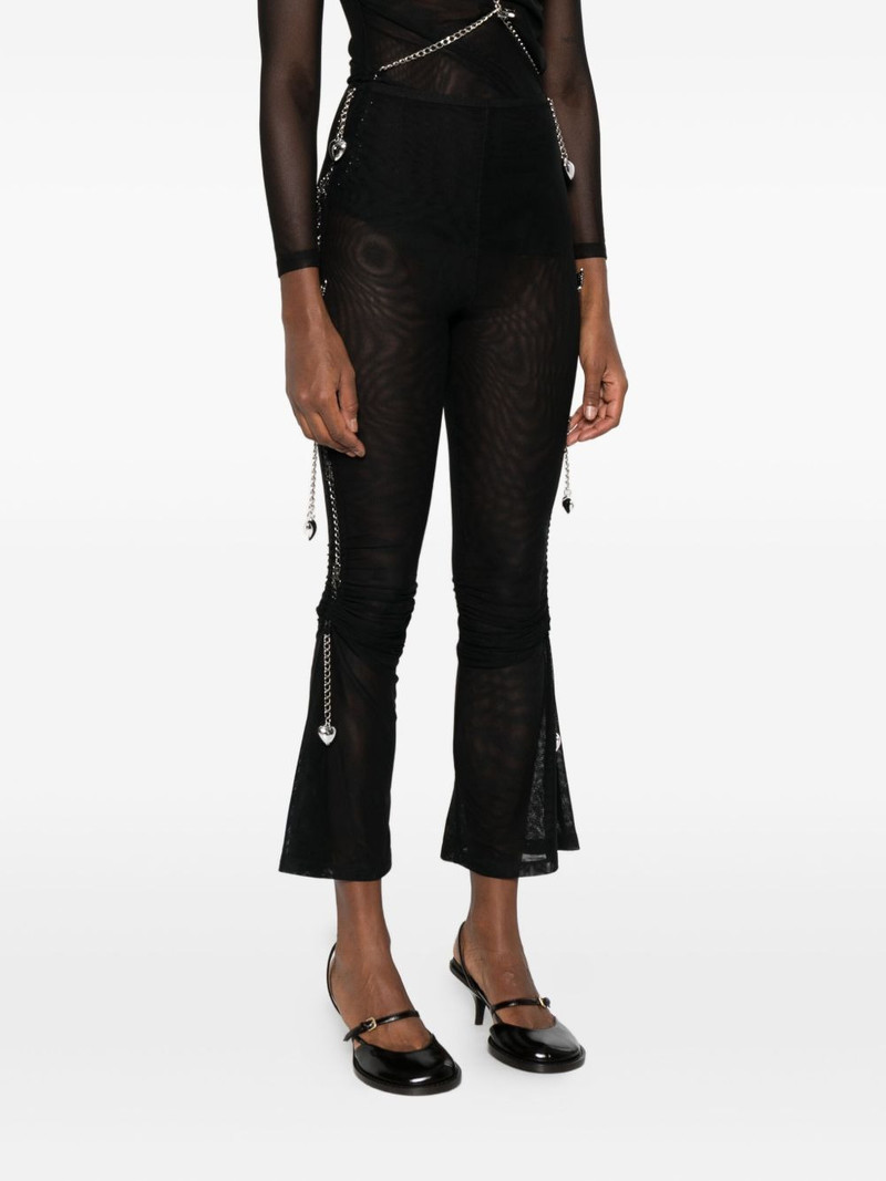 chain-embellished mesh flared trousers 3