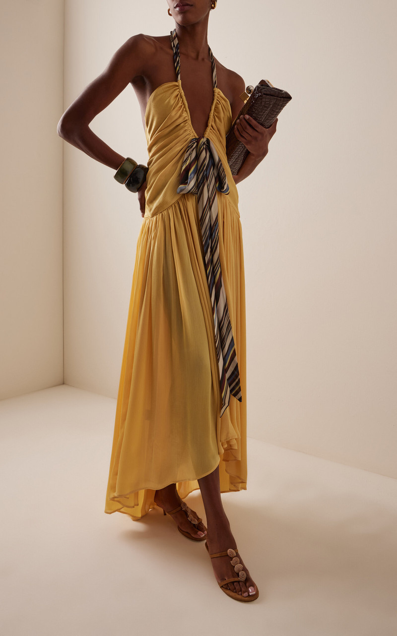 Exclusive Liessa Plunged Satin Maxi Dress yellow 3