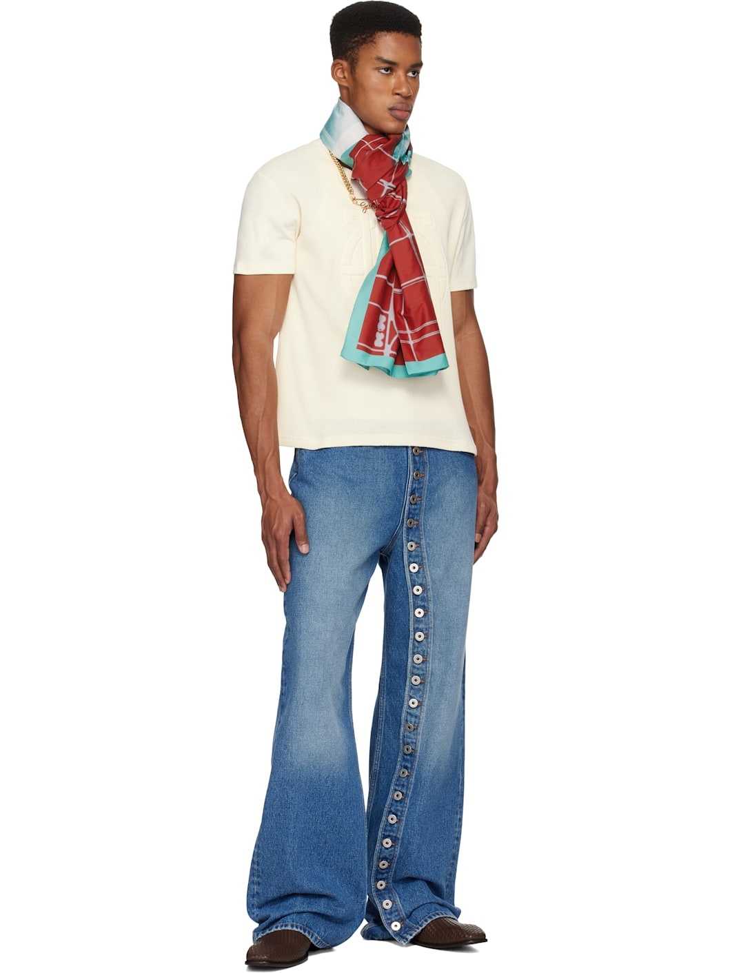 SSENSE Exclusive Red & Blue Pareo Printed Squeletor Scarf - 2