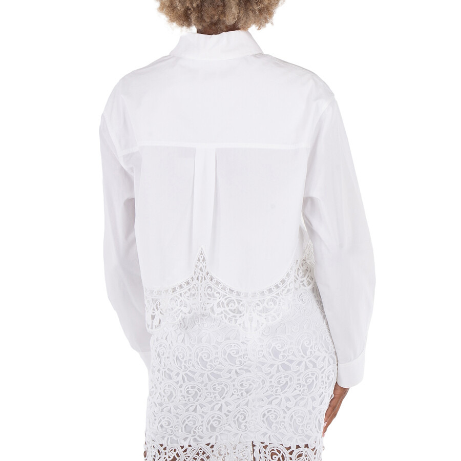 Burberry Cropped Macrame-Lace Shirt - 5