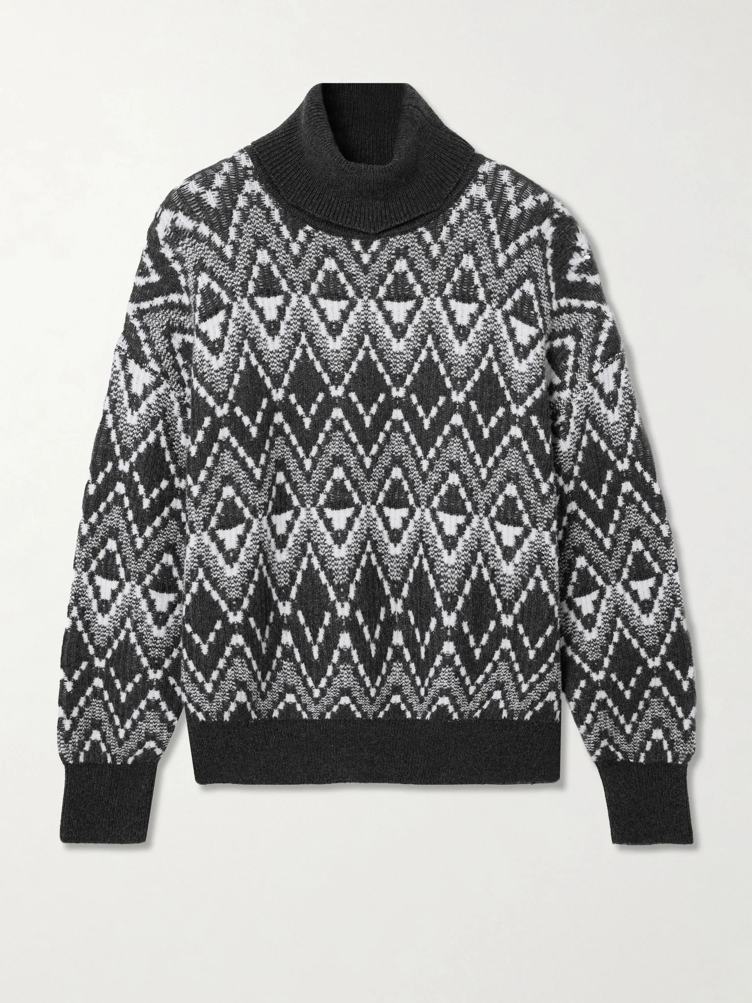 Ida Fair Isle knitted turtleneck sweater Charcoal - 1