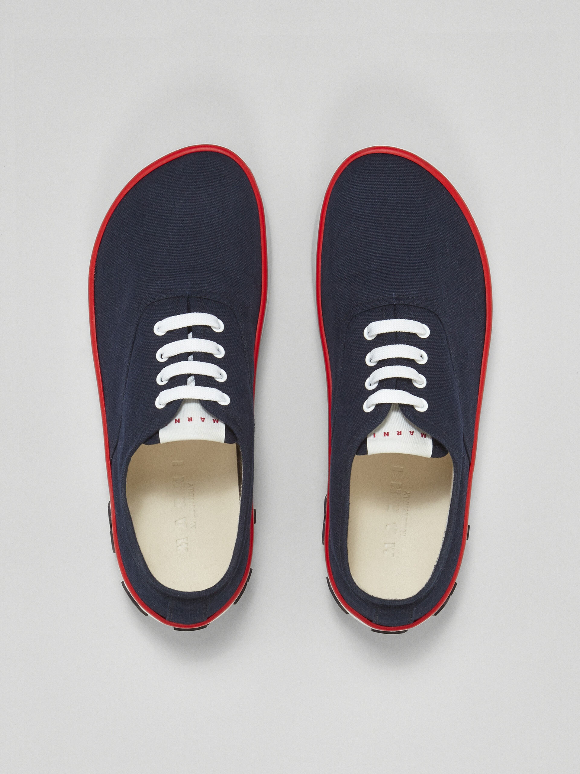 BLUE CANVAS SNEAKER WITH MAXI LOGO - 4