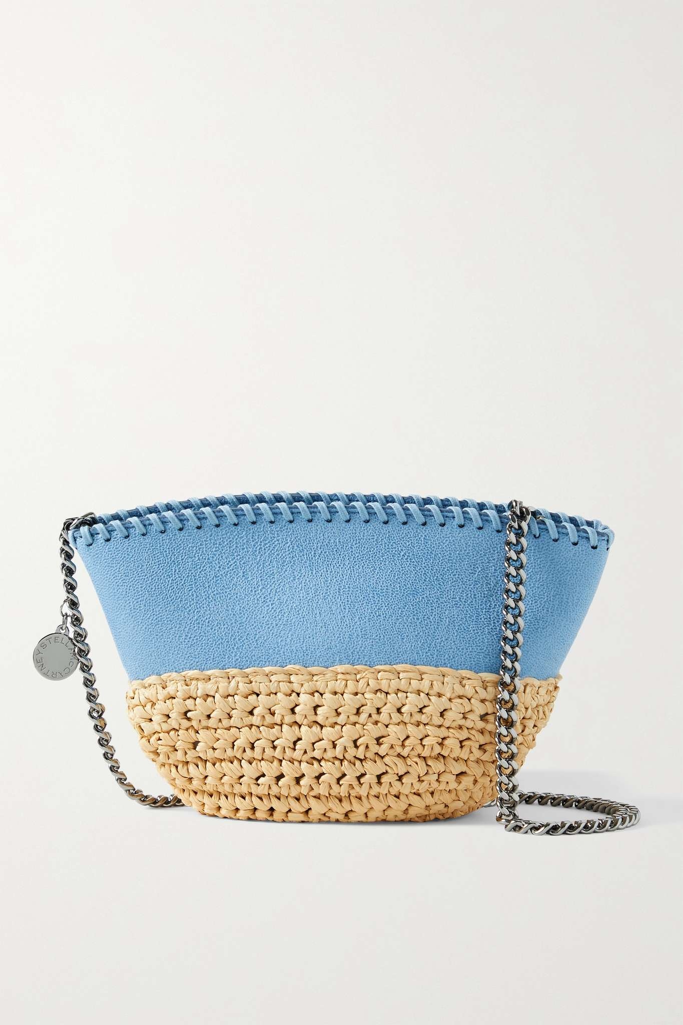 The Falabella vegetarian brushed-leather and raffia shoulder bag - 1