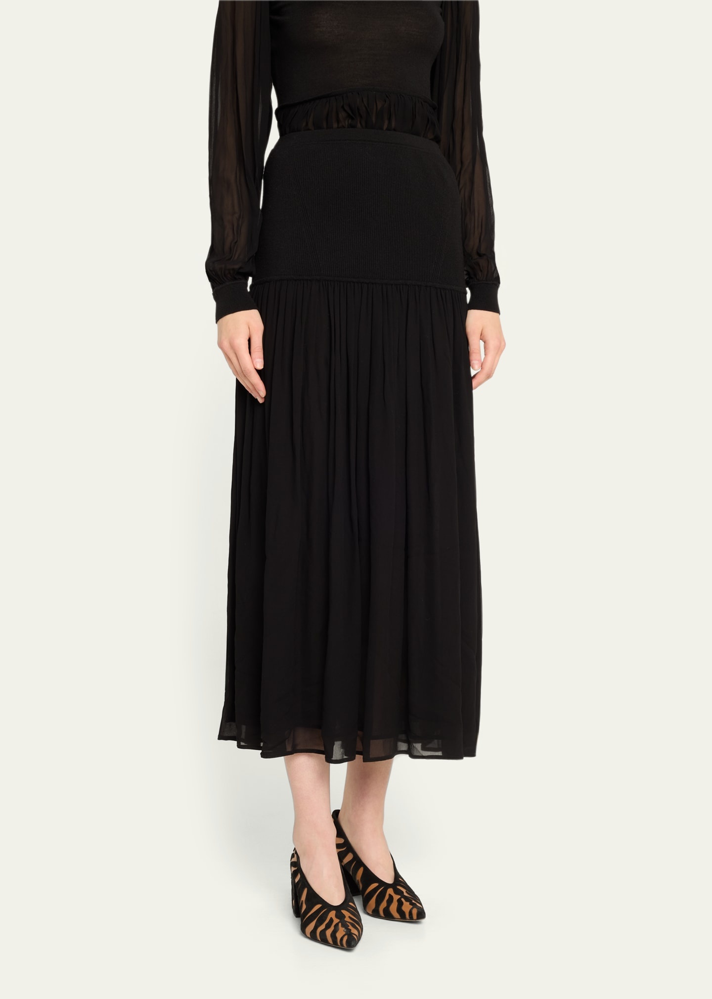 Miya Wool and Silk Drop-Waist Maxi Skirt - 4