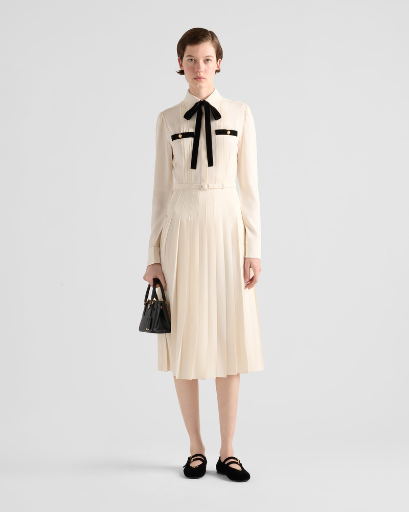 Prada Long pleated satin sablé dress outlook