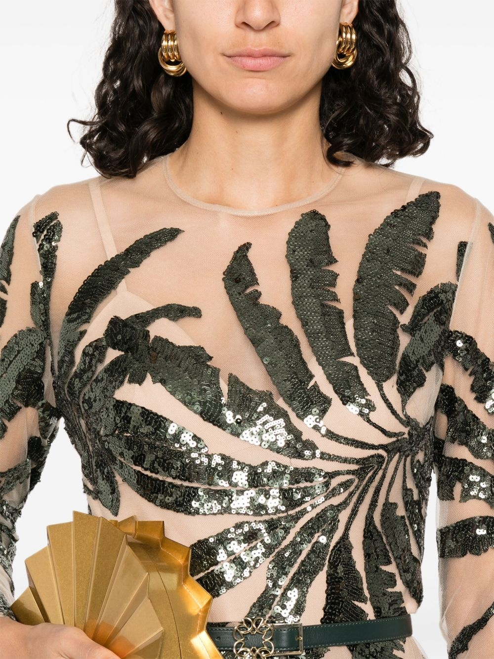 embroidered tulle maxi dress - 5