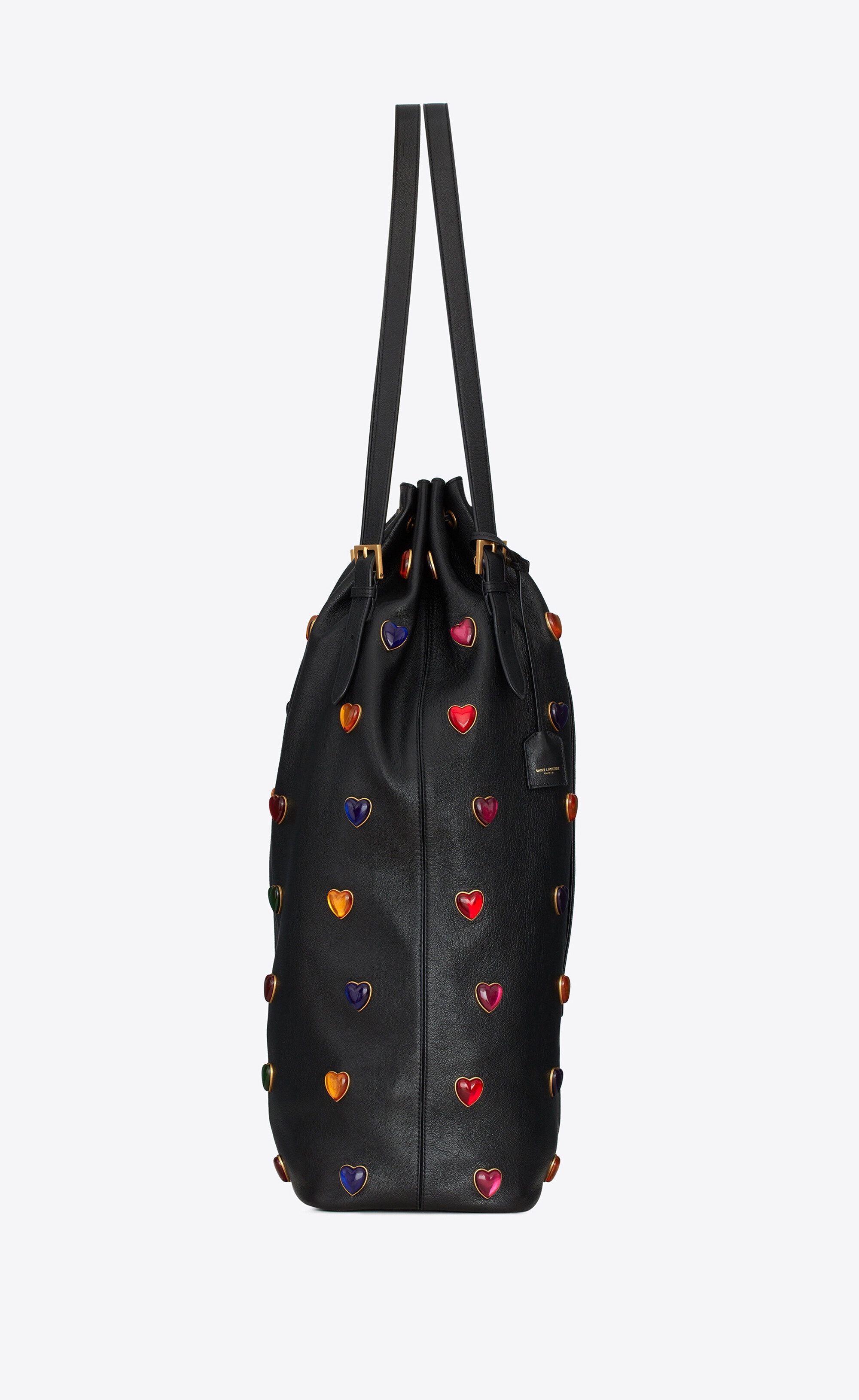 riva large bucket bag in vintage leather and heart-shaped studs - 4