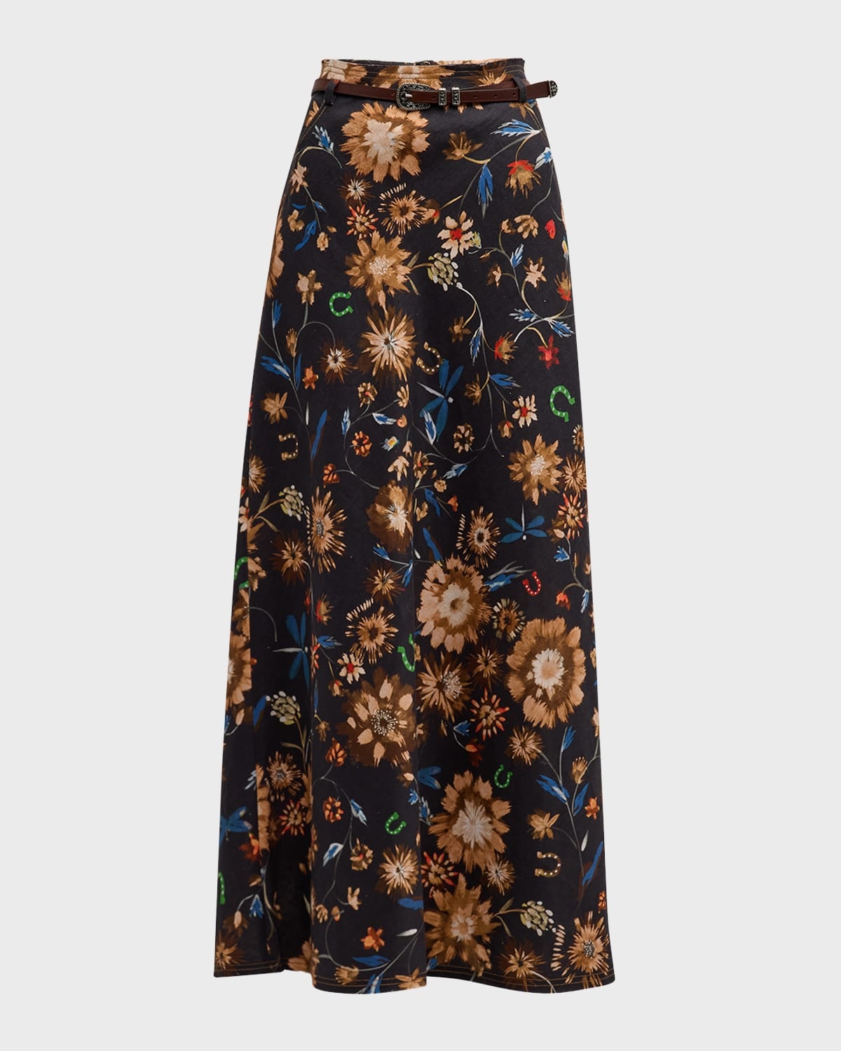 Floral Ease II Printed Linen Maxi Skirt - 1