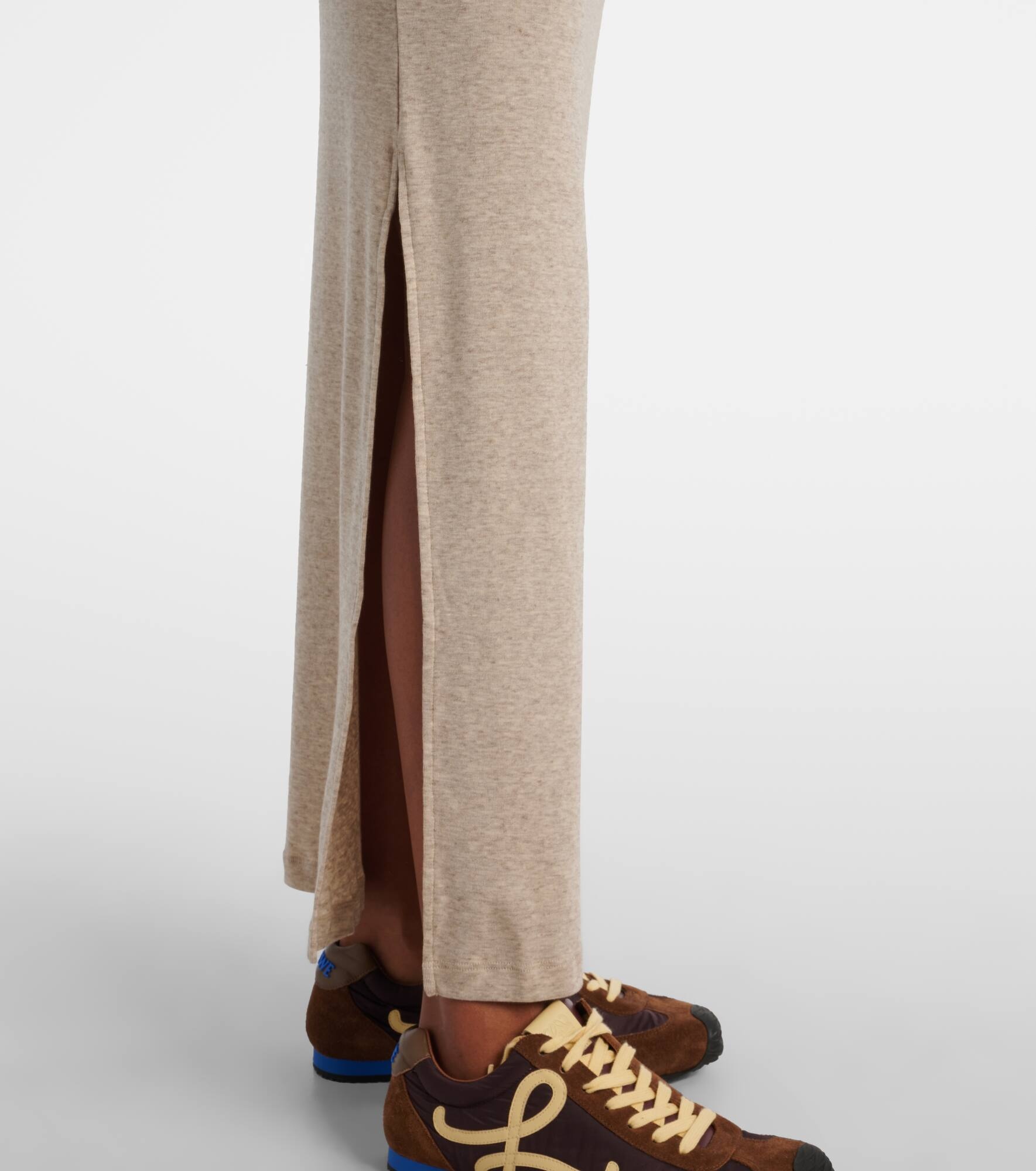 Logo cotton and wool maxi skirt - 5