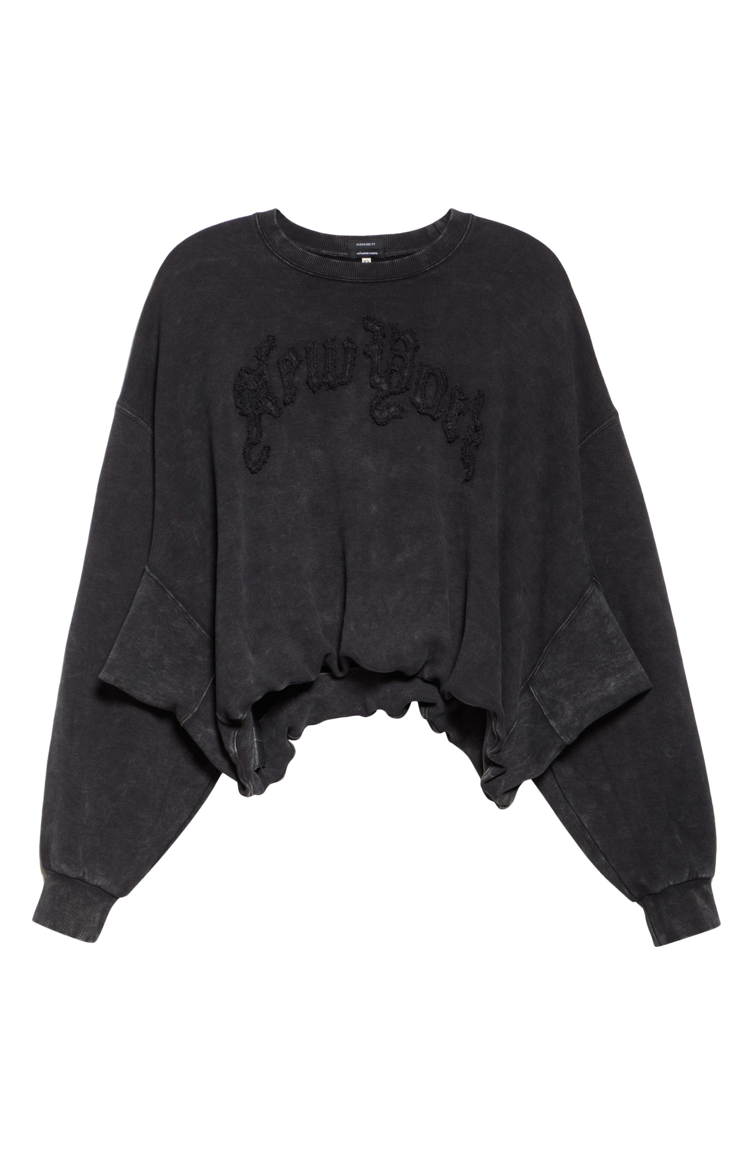 R13 New York Appliqué Balloon Sweatshirt in Washed Black at Nordstrom - 6