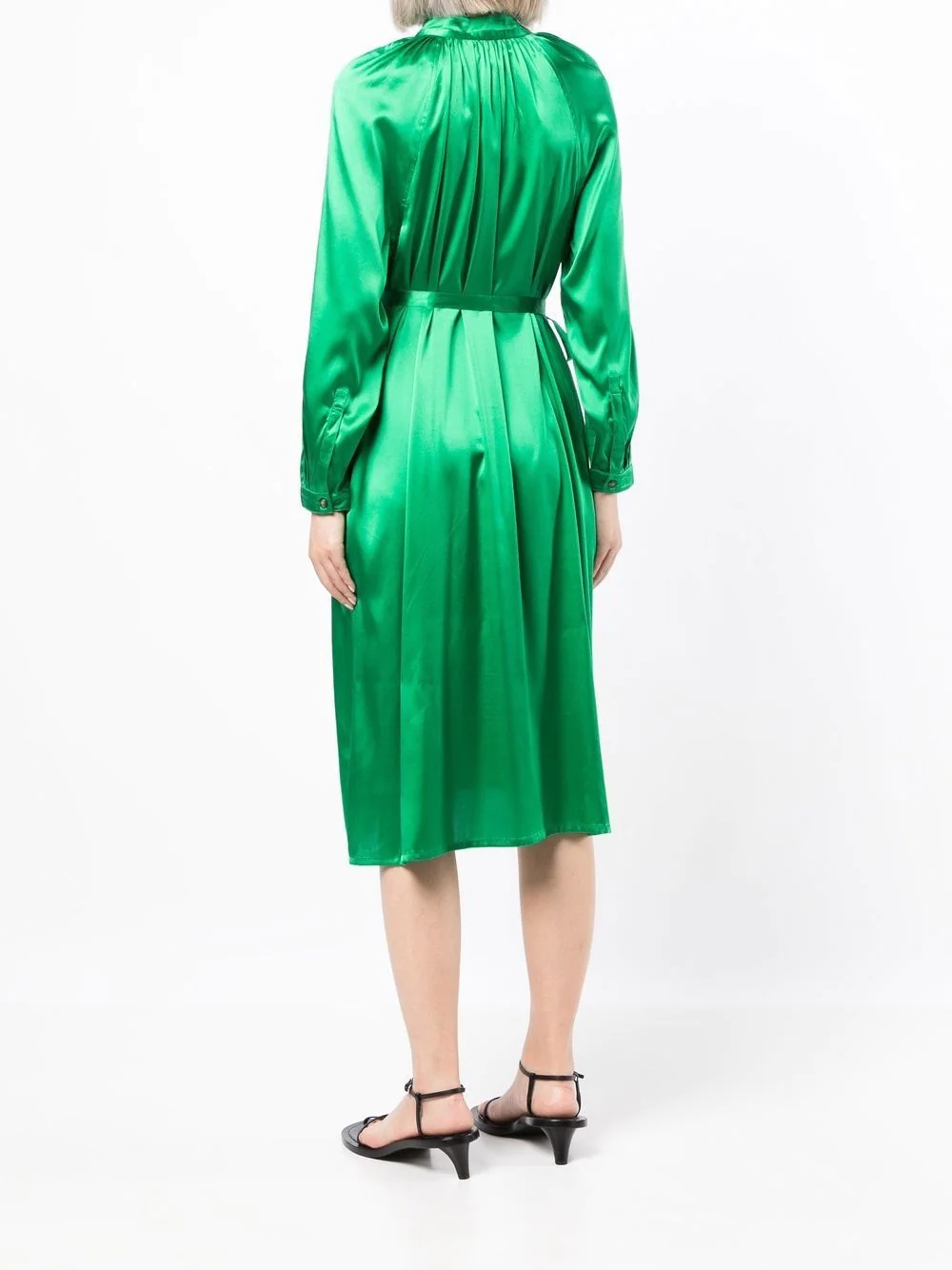 satin-finish tied-waist dress - 4