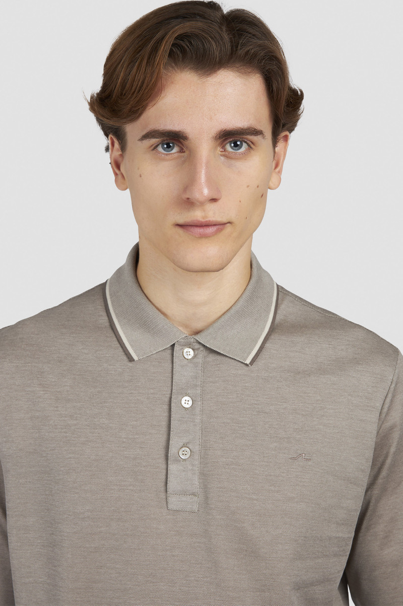 TWO-TONE PIQUÉ COTTON POLO SHIRT WITH SHARK FIN EMBROIDERY 4