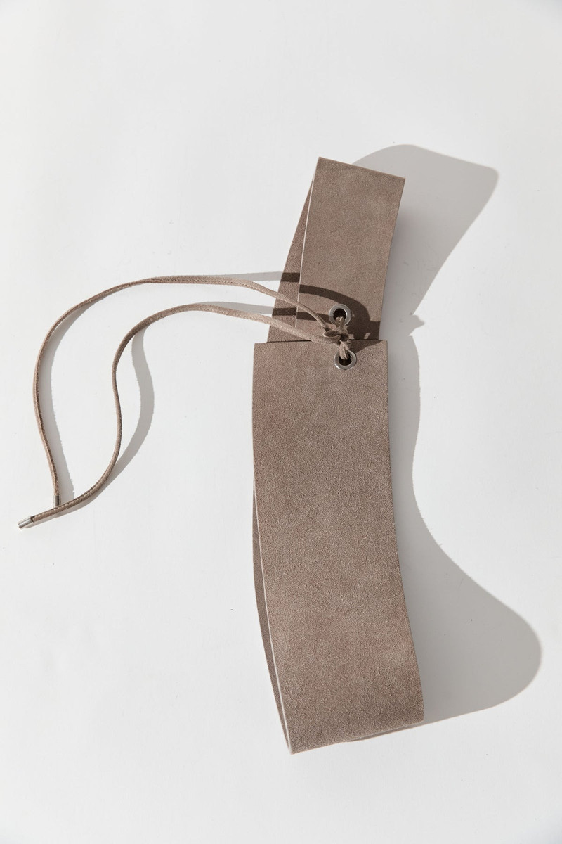 Suede Asymmetric Belt - Almond 5