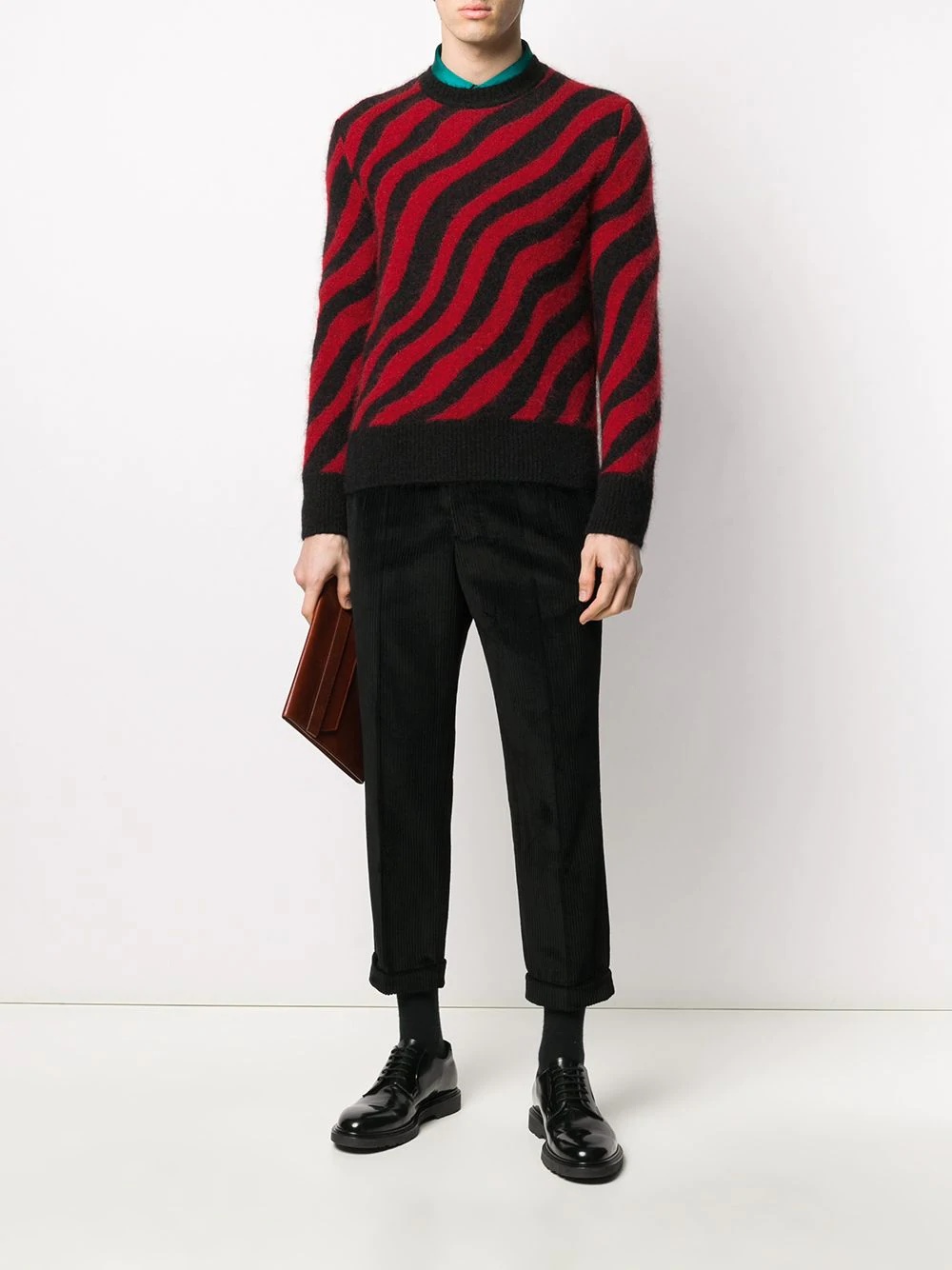 zebra striped crewneck jumper - 2