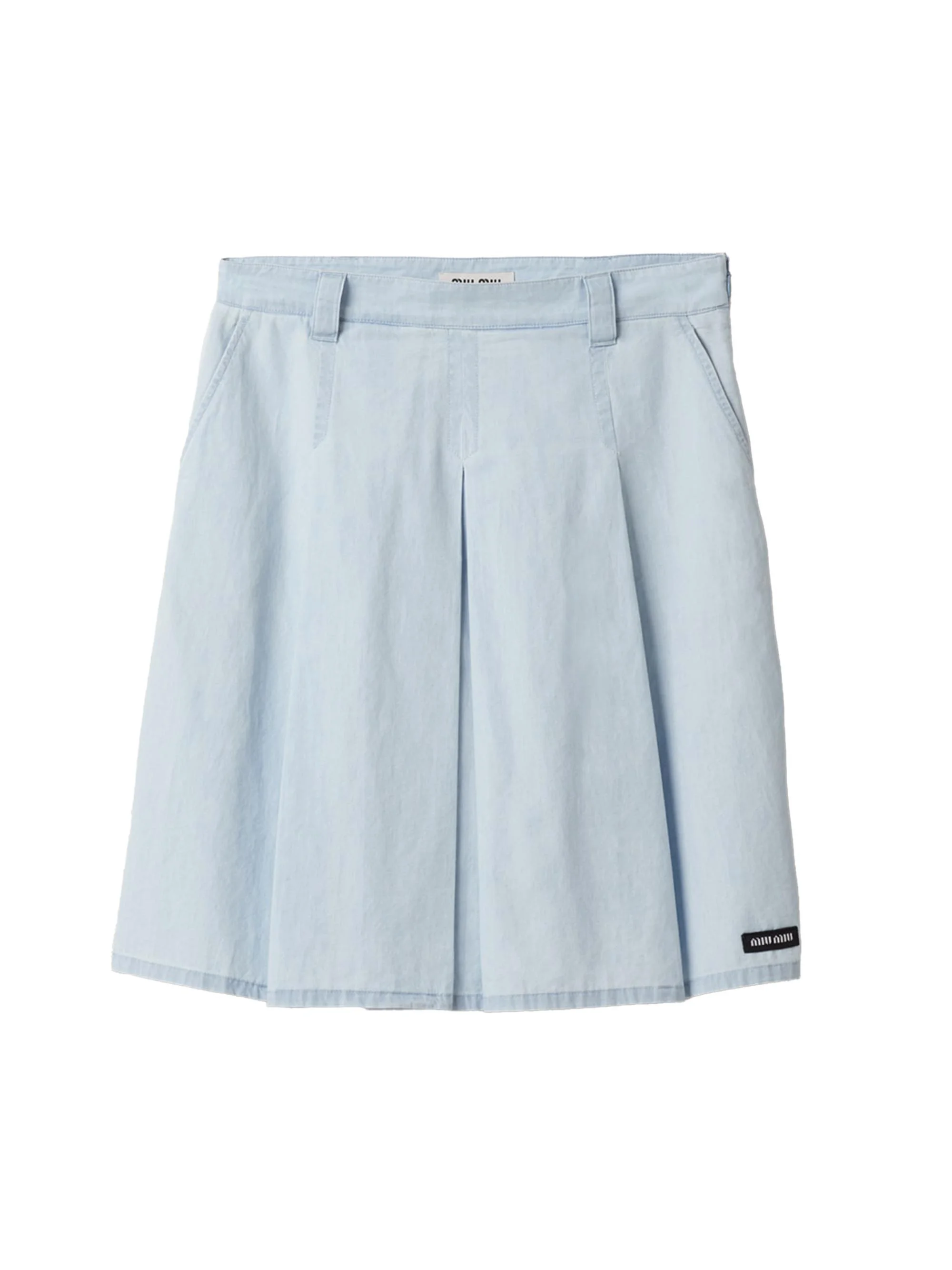 Women's Pleated Chambray Skirt - Blue - 1