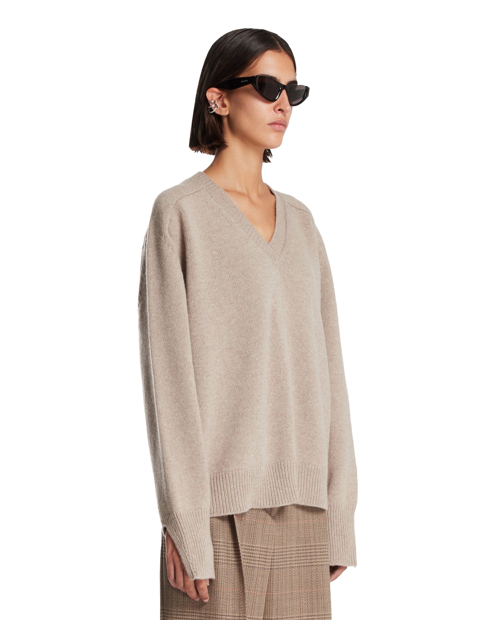 Beige Wrap Sweater - 4