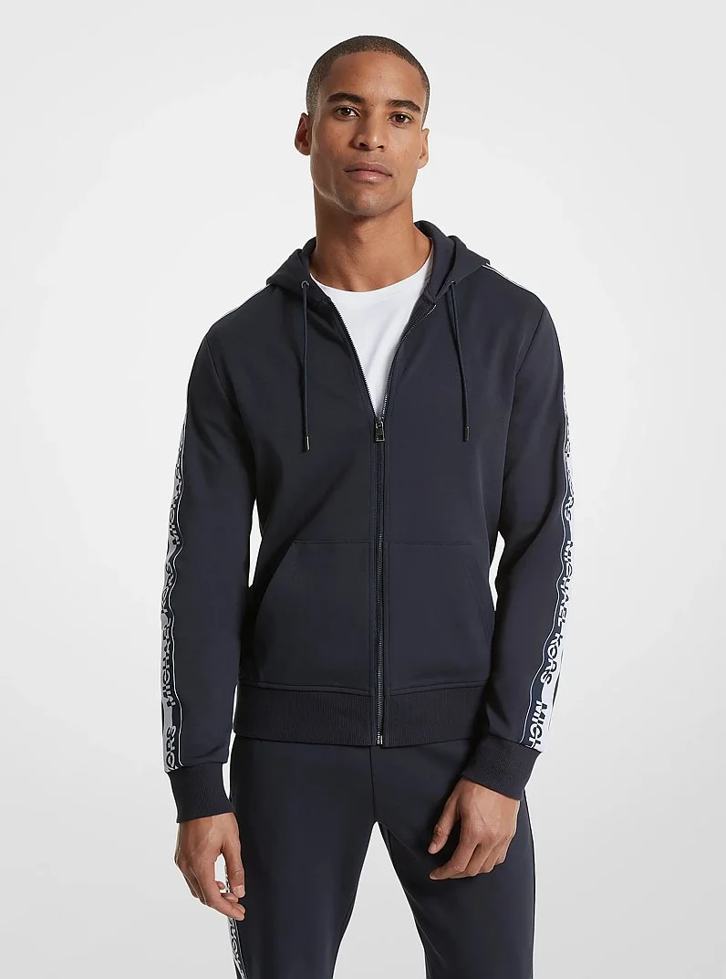Logo Tape Cotton Blend Zip-Up Hoodie - 1
