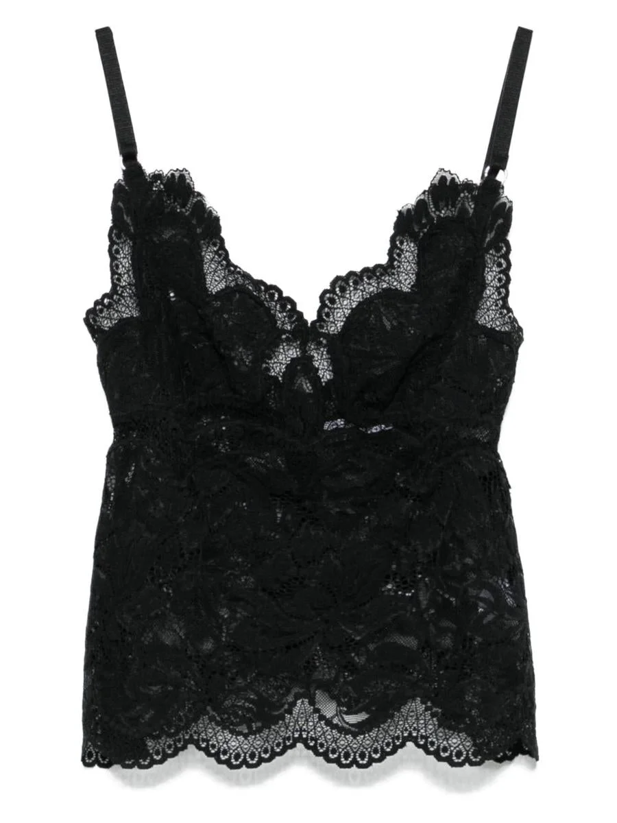 Rabanne Black Lace Top With V-Neckline - 1