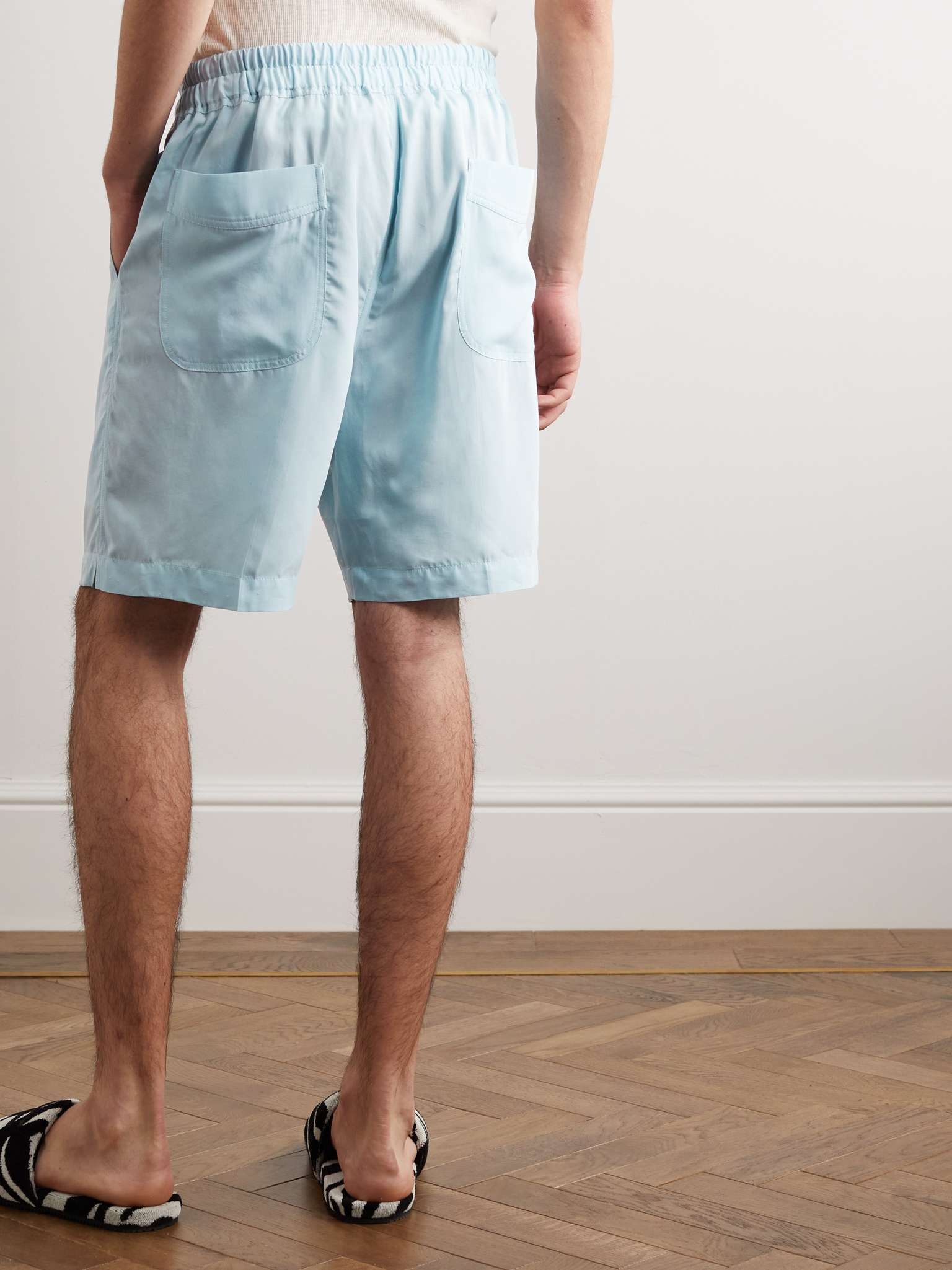 Straight-Leg Pleated Lyocell Drawstring Shorts - 4