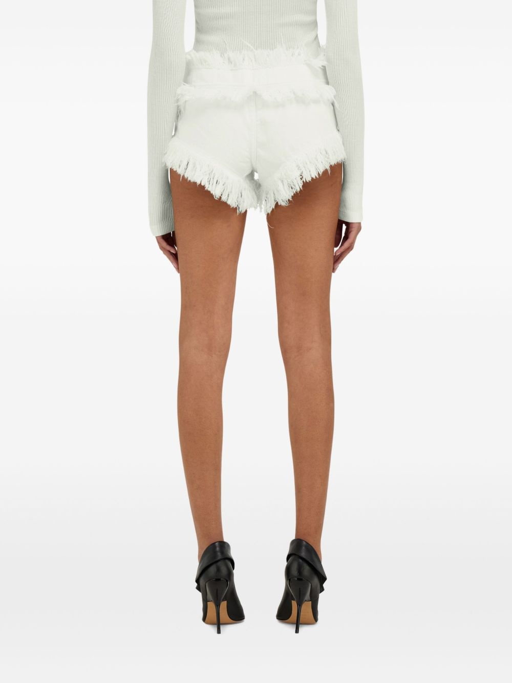frayed denim shorts - 3