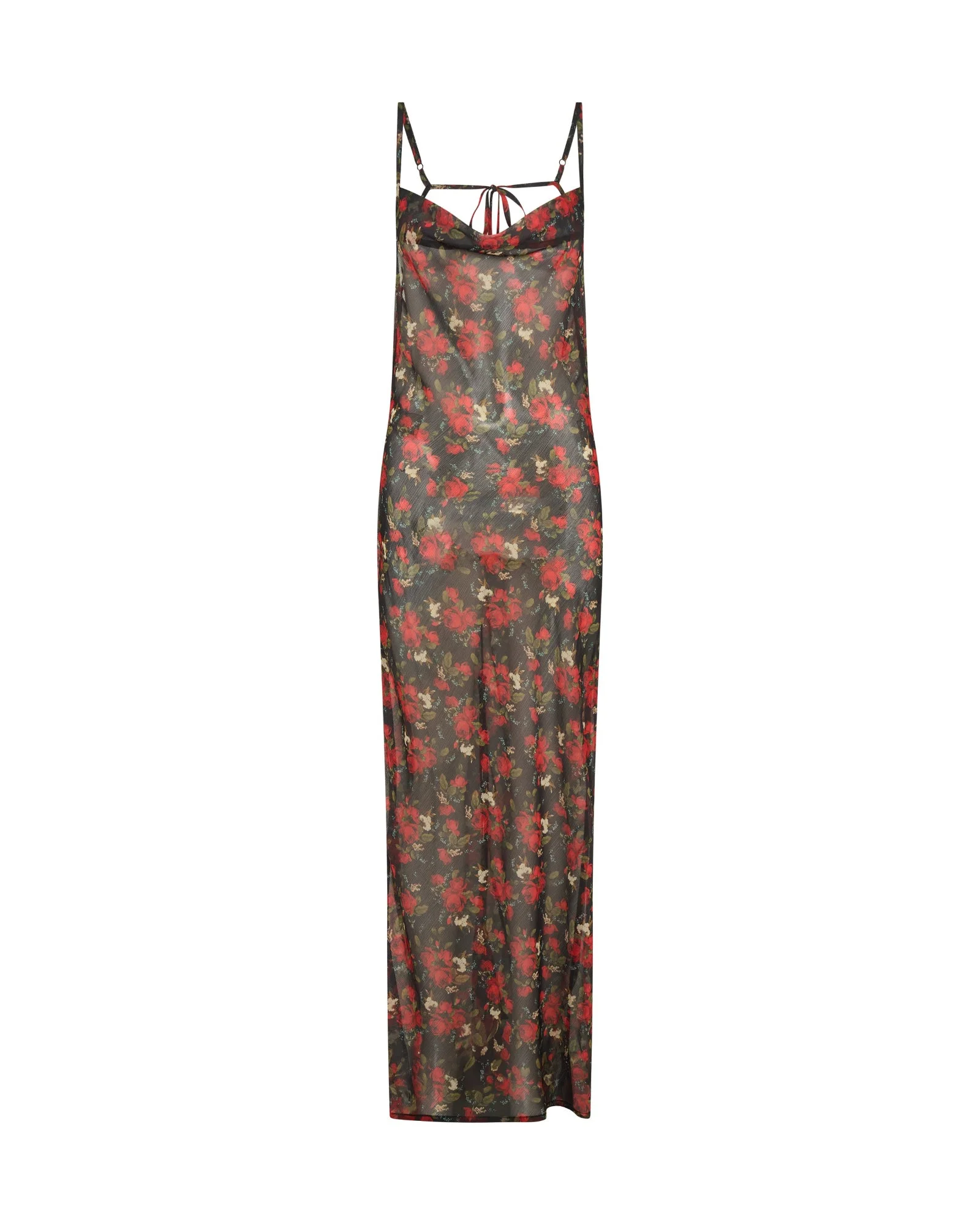 Flower Jagger Slip Maxi Dress - Red - 1