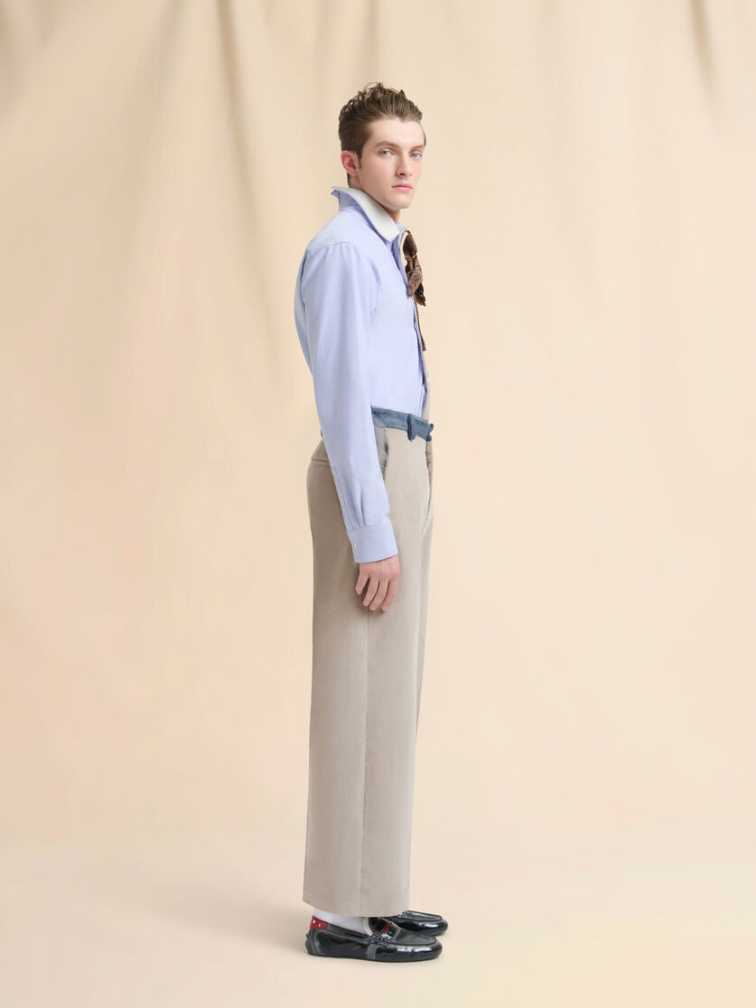 BLUE COTTON SHIRT WITH MARNI MENDING EMBROIDERY - 5