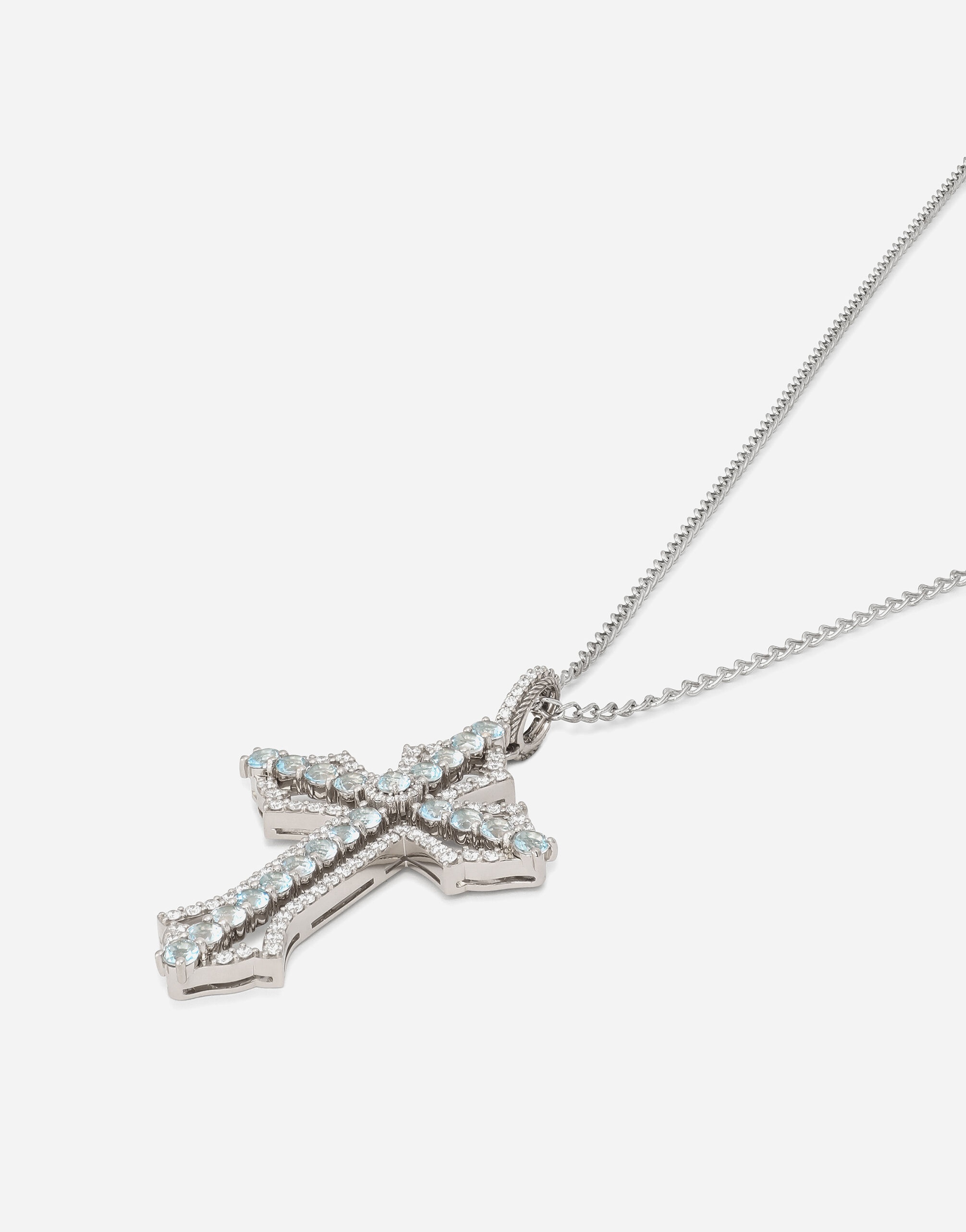 Tradition pendant in white gold 18kt with aquamarines and diamonds - 3