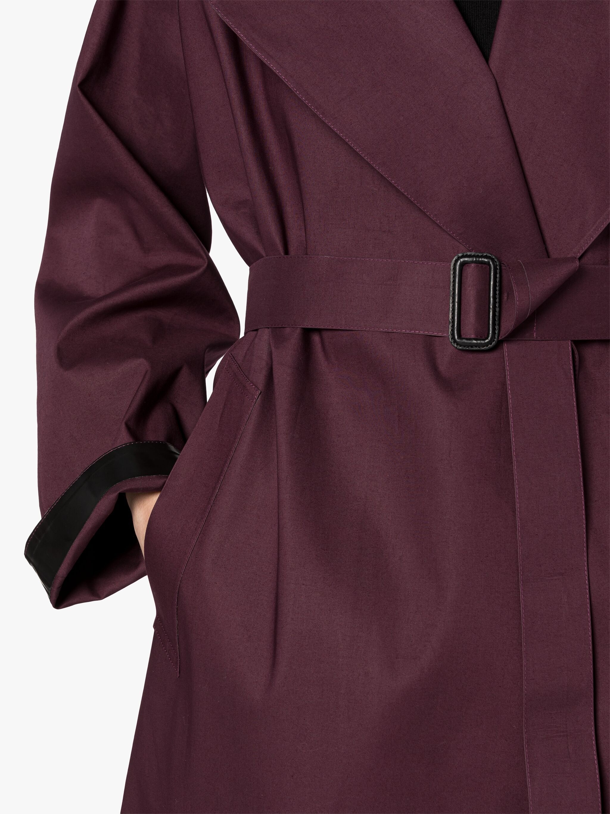 KINTORE BURGUNDY BONDED COTTON TRENCH COAT - 6