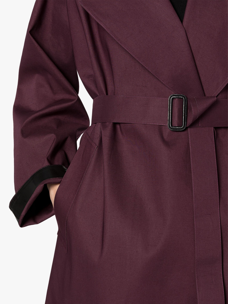 KINTORE BURGUNDY BONDED COTTON TRENCH COAT 6