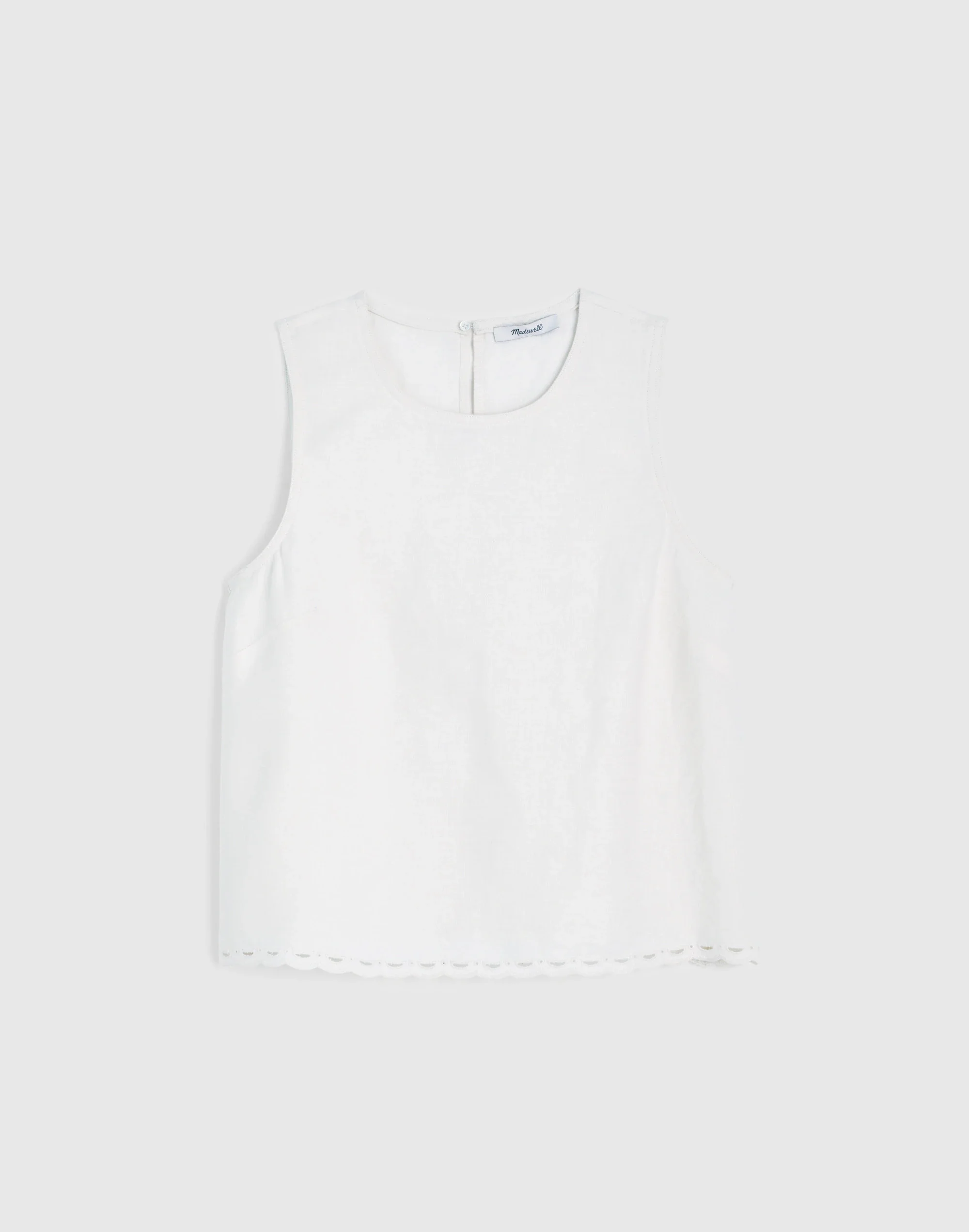 Lace-Trim Shell Top in 100% Linen - 1