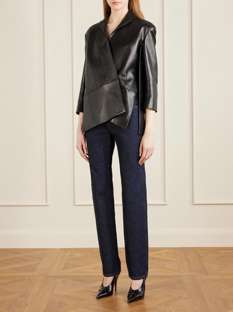 KHAITE Asymmetric Paneled Leather Blazer outlook