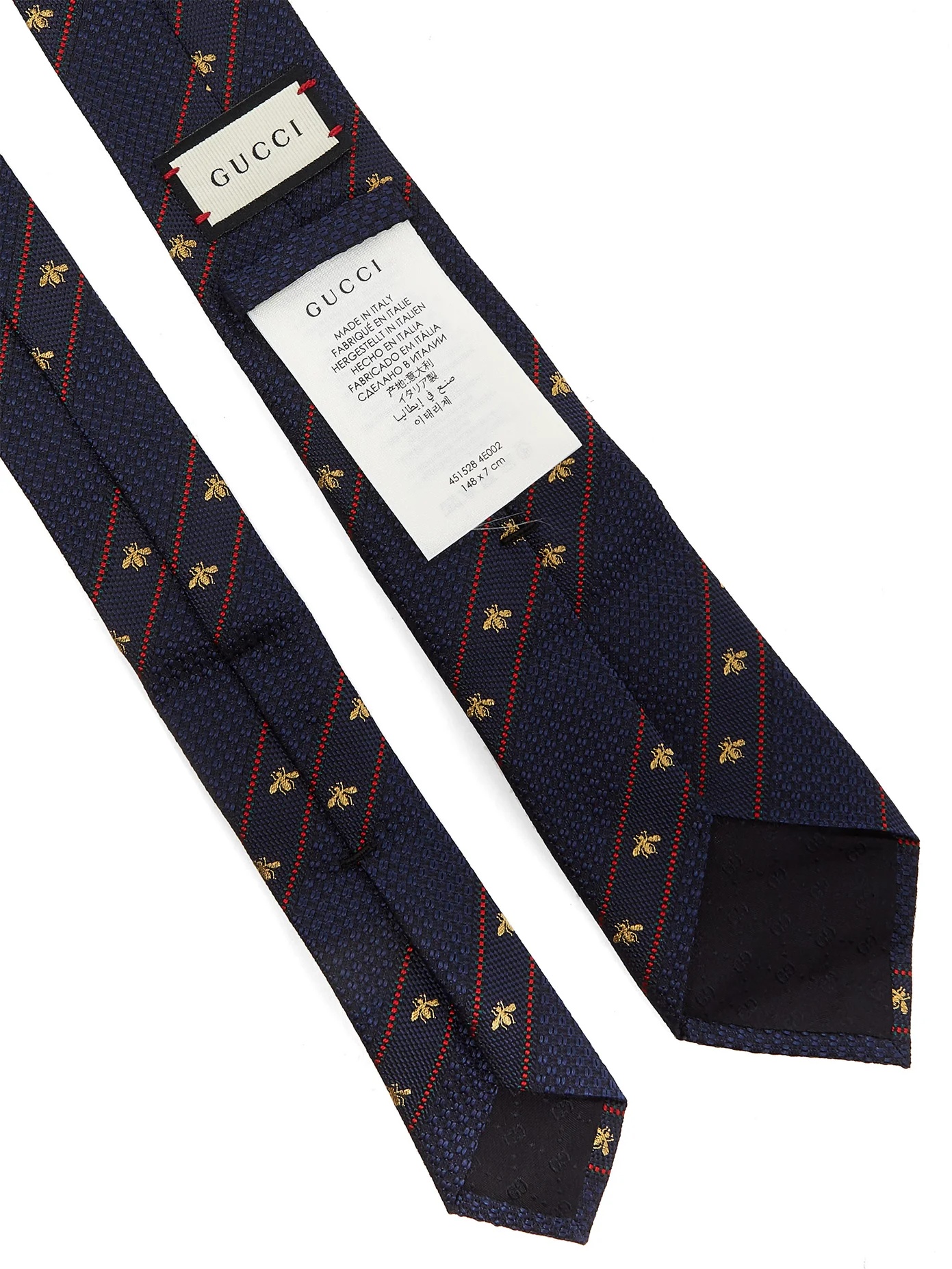 Bee & Web-striped silk tie - 4