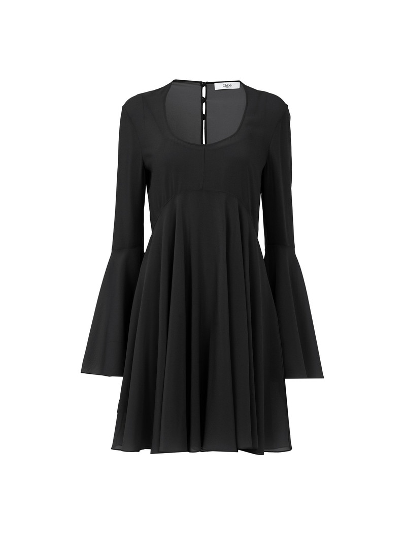 FLARED MINI DRESS IN SILK GEORGETTE 1