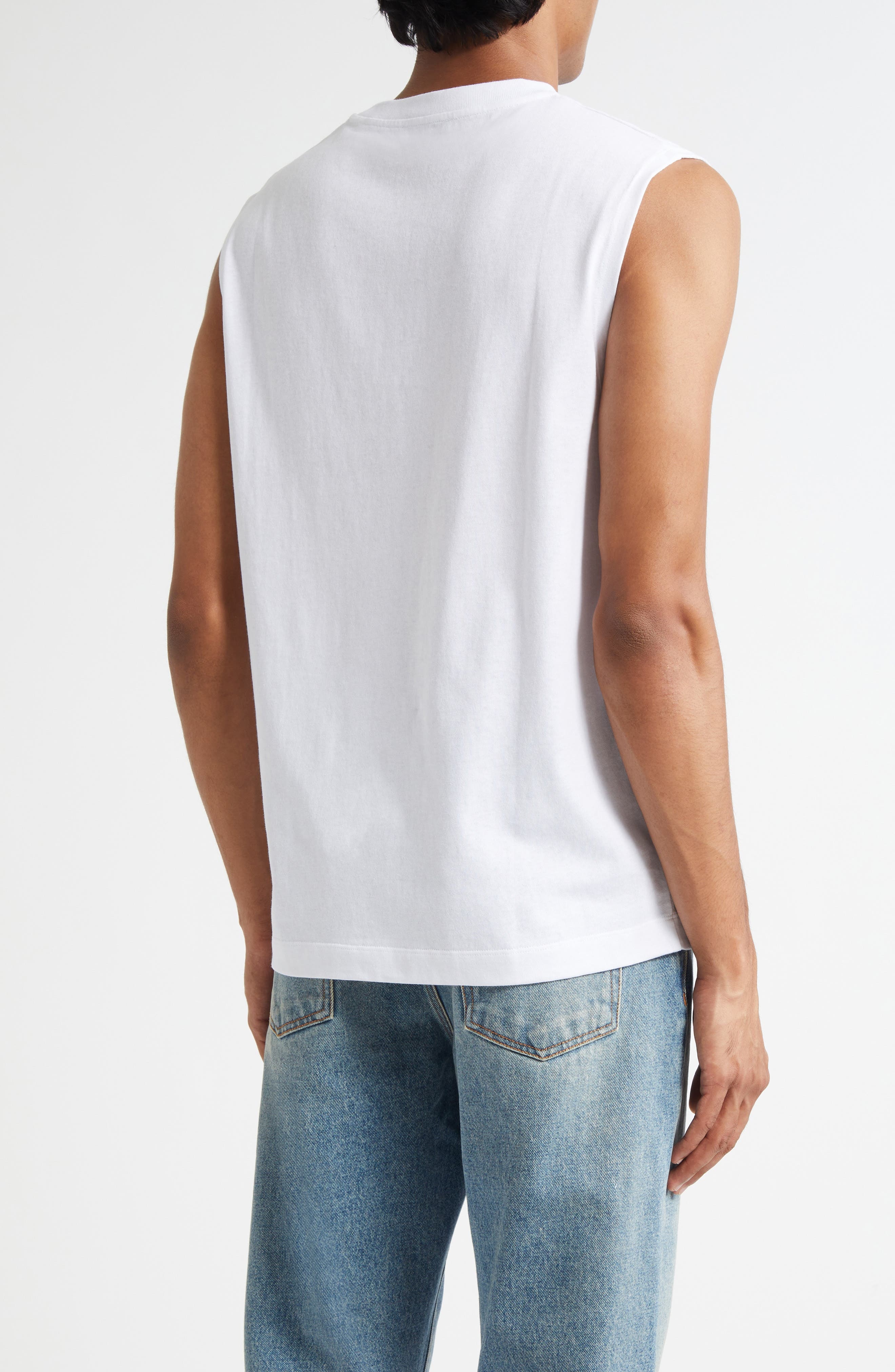 Balmain Embroidered Logo Tank in Gab White/Black at Nordstrom - 2