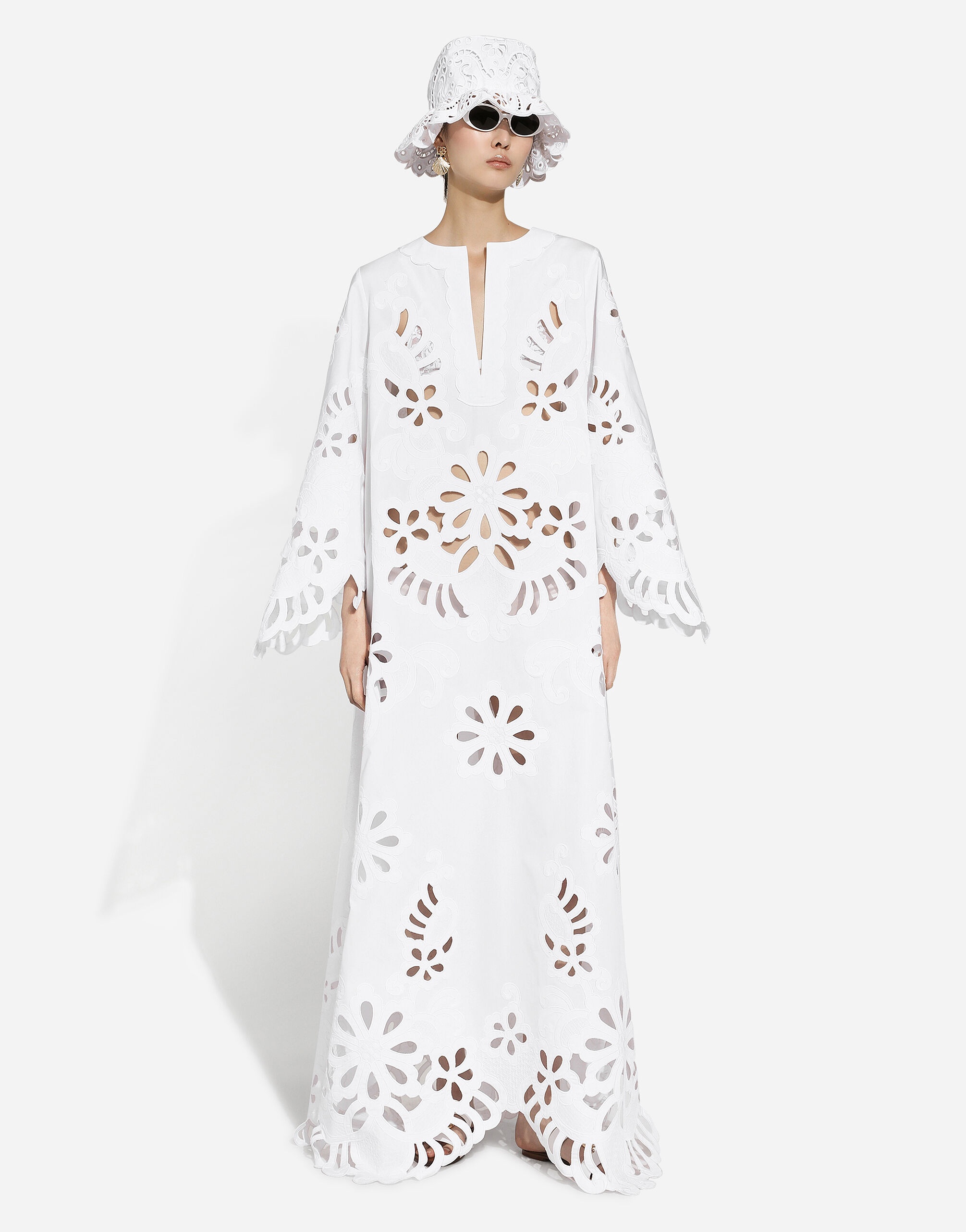 Long cotton caftan with cut-out detailing - 2