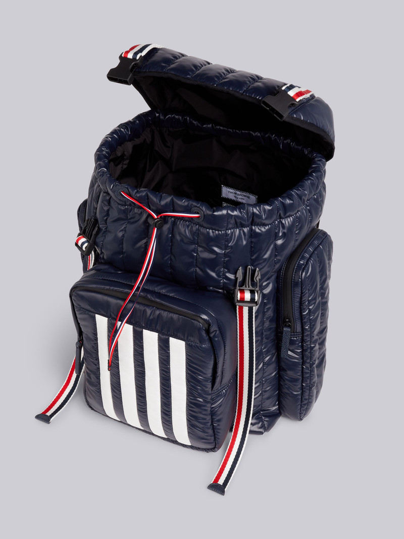 Navy Quilted Ripstop Tricolor Webbing Handles 4-Bar Backpack 5
