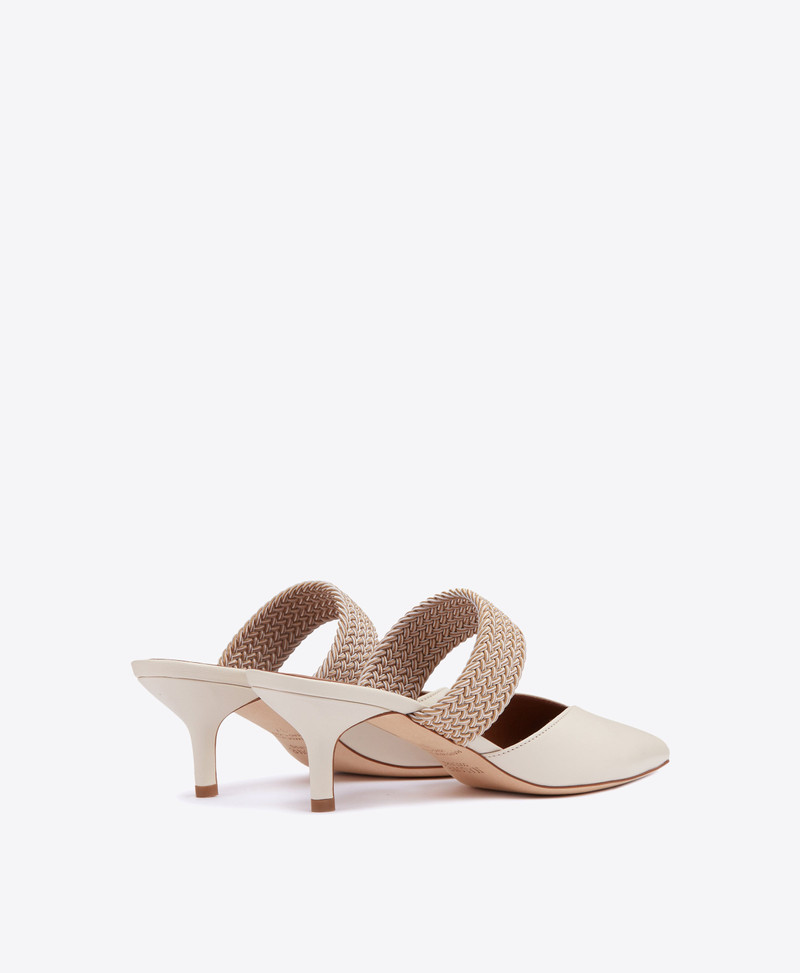 Maisie 45 White Leather Mules 3