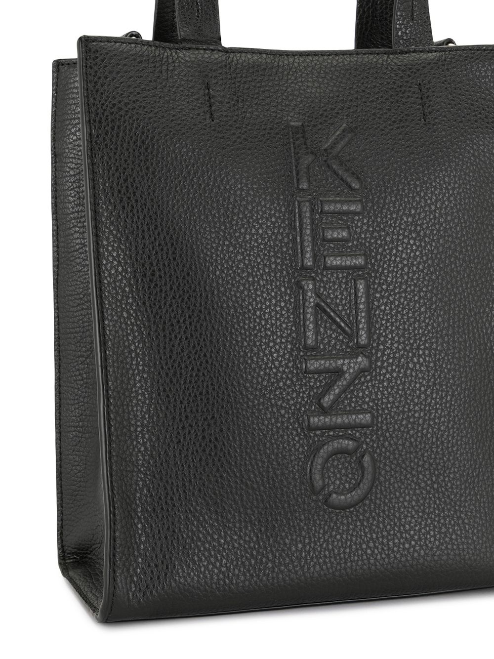 embossed logo leather shoulder bag - 4