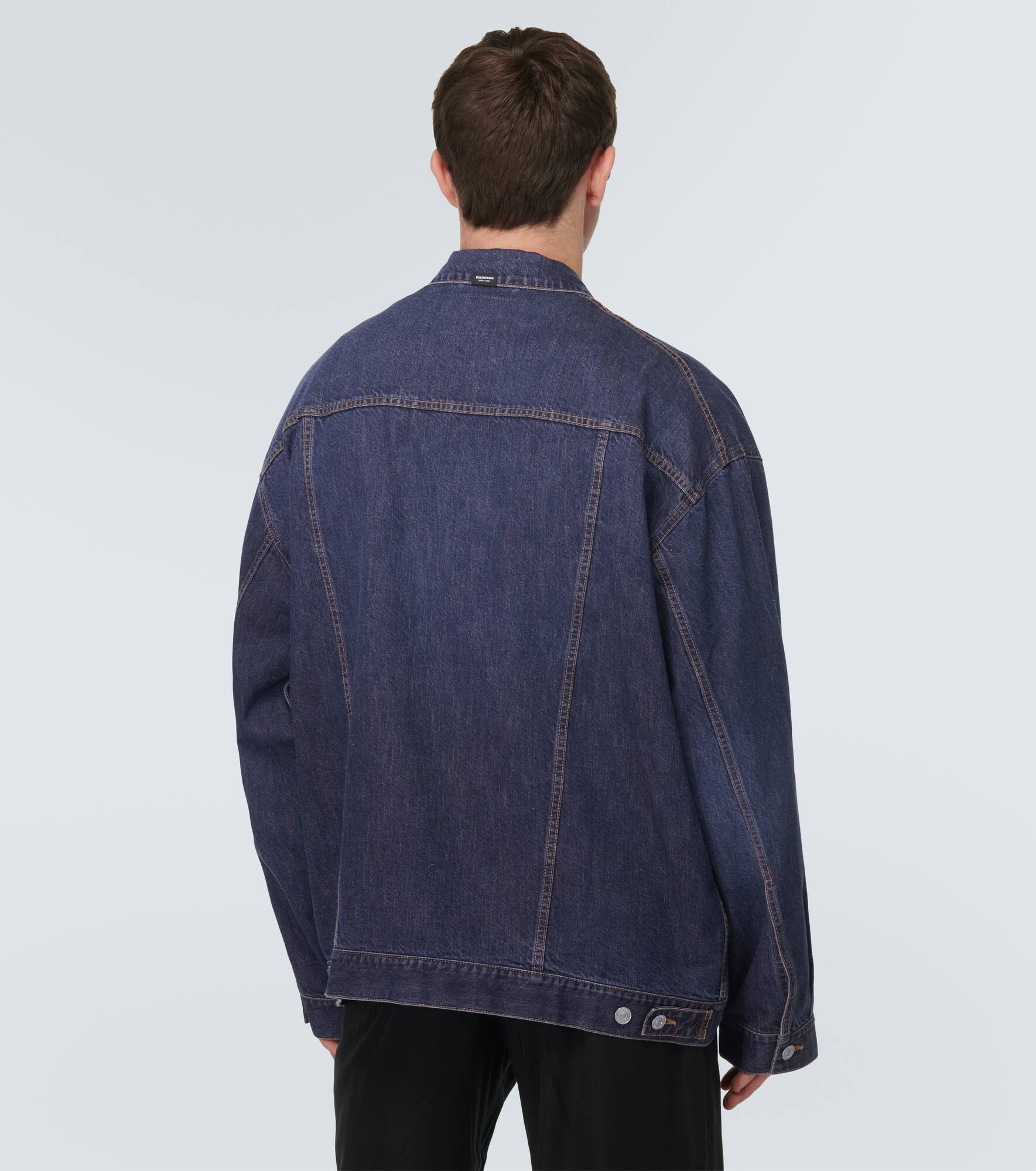 Oversized cotton and silk denim jacket - 4