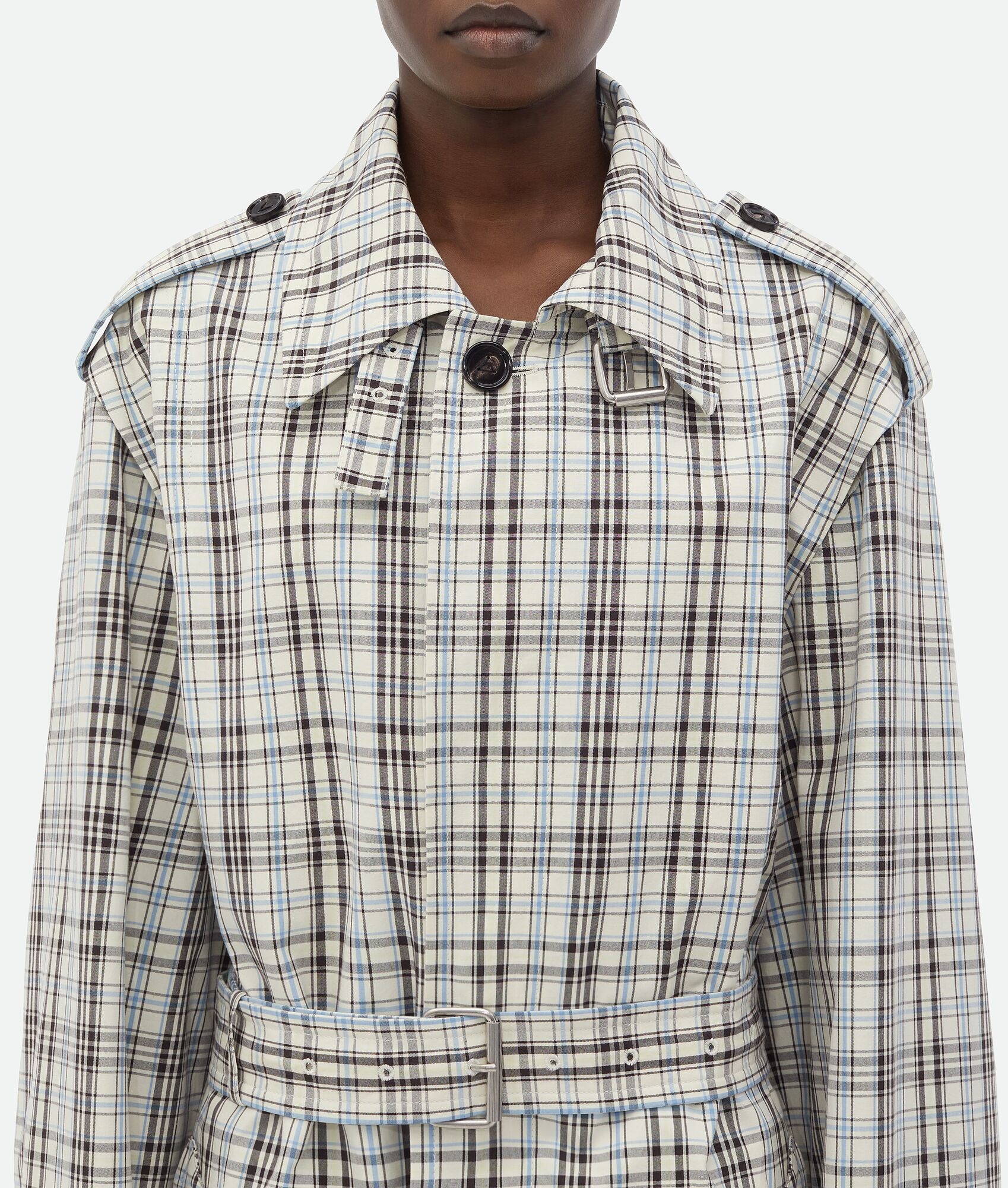 Checked Cotton Trench Coat - 5