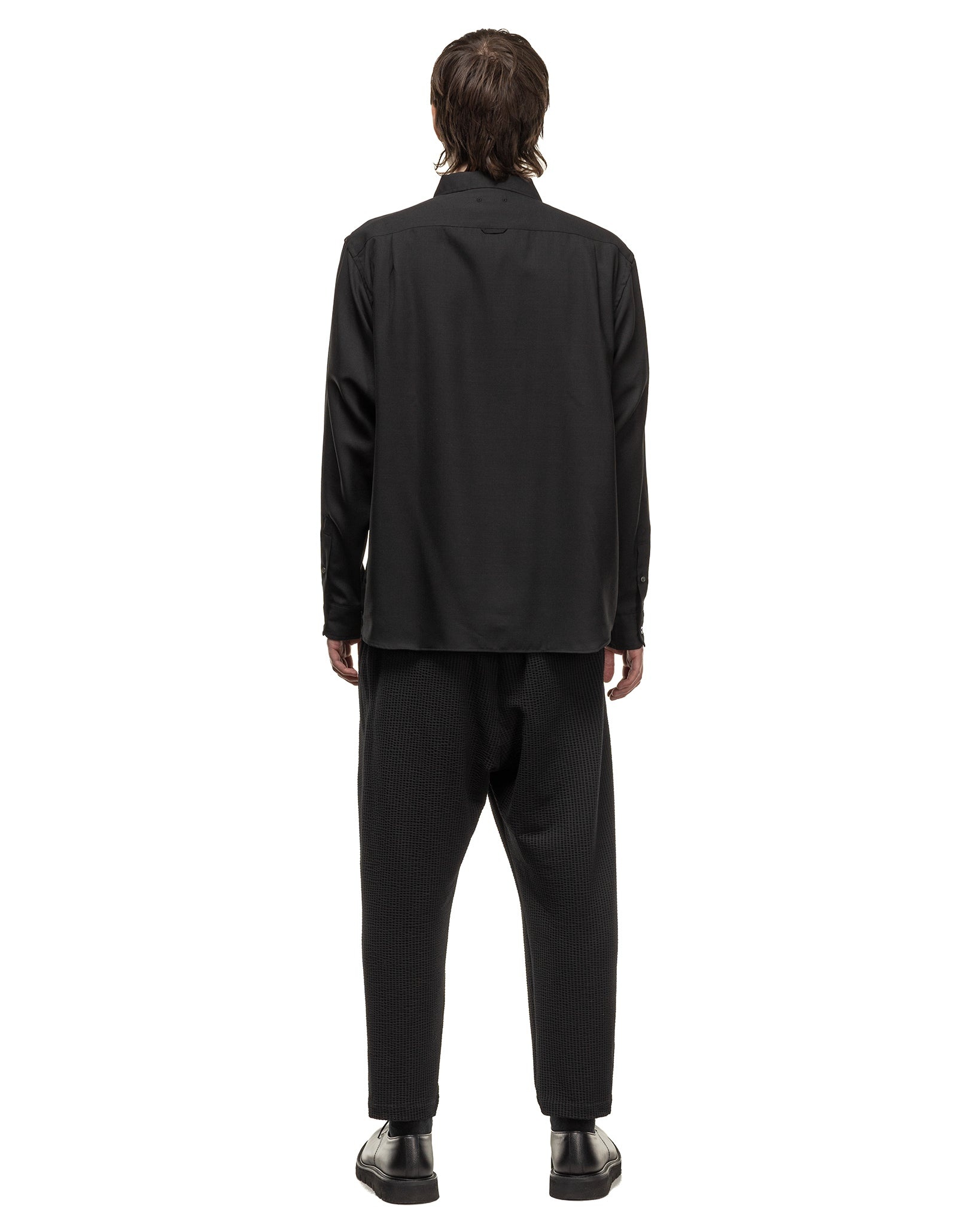 Wool Twill Pullover Shirt Black - 4