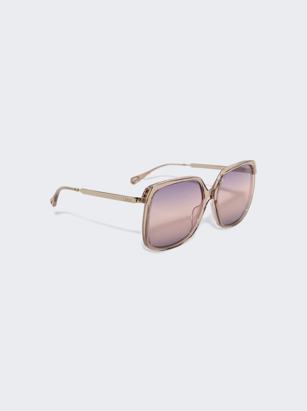 Aly Square Sunglasses Shiny Transparent Light Brown - 4