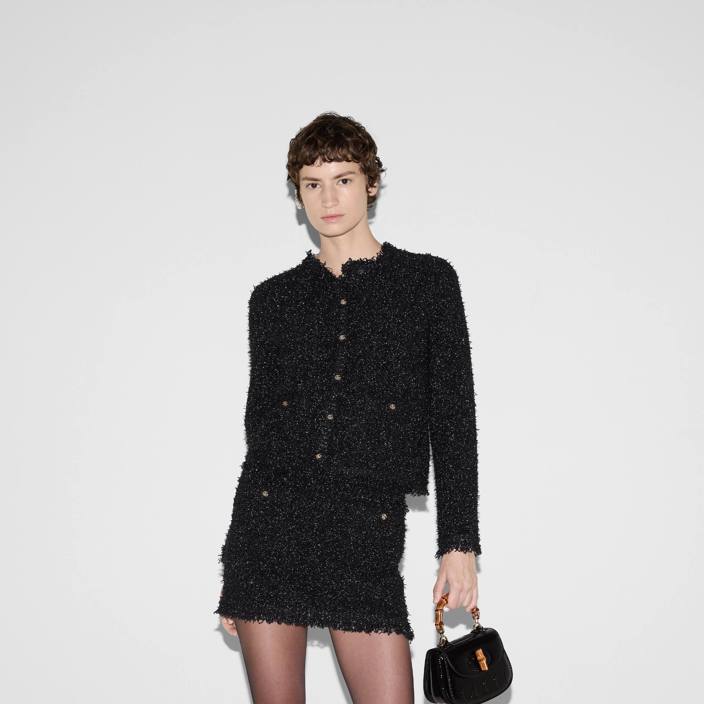 Lamé woven cardigan - 6