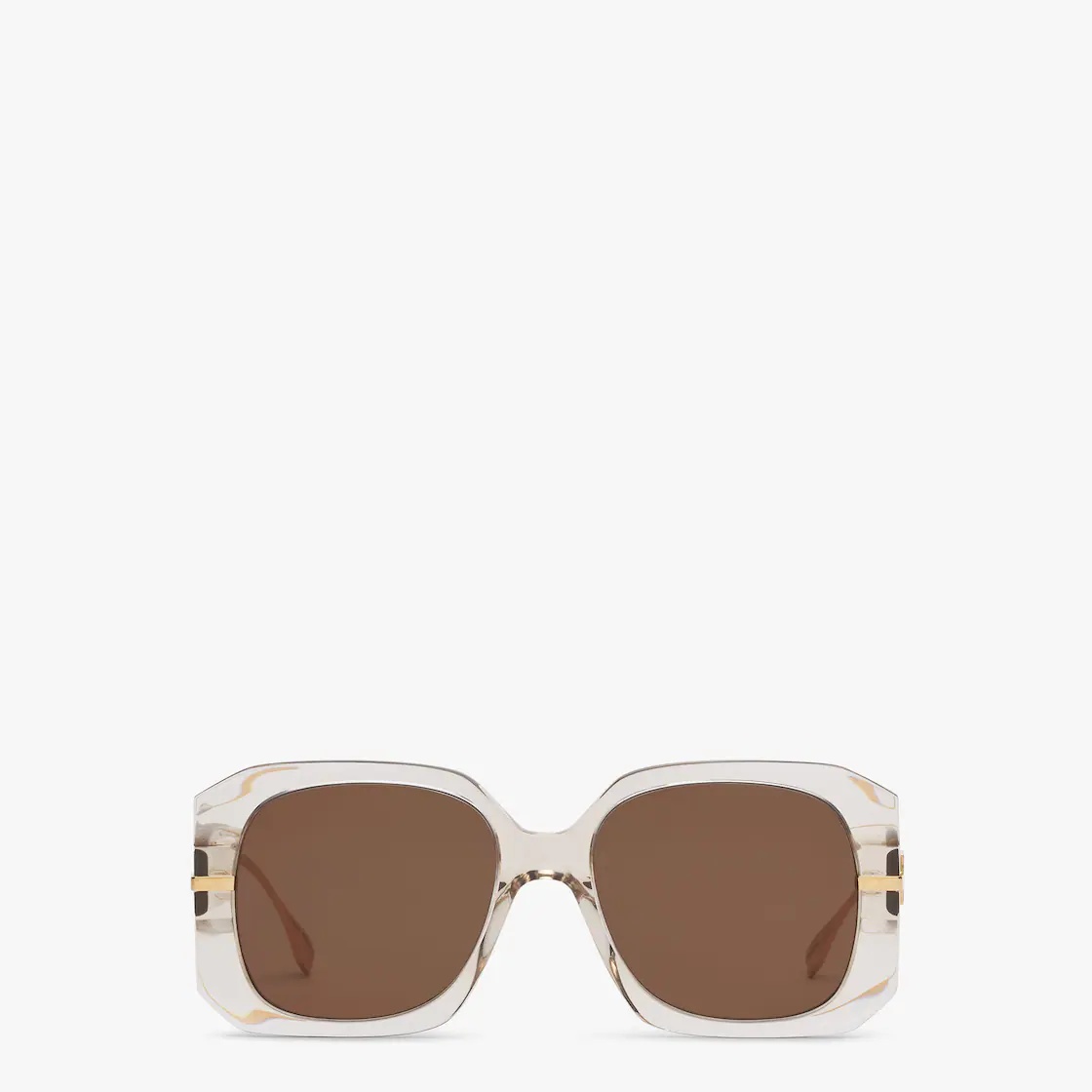 Oversized square Fendigraphy sunglasses in transparent beige acetate, inspired by the Hobo bag. Temp - 1